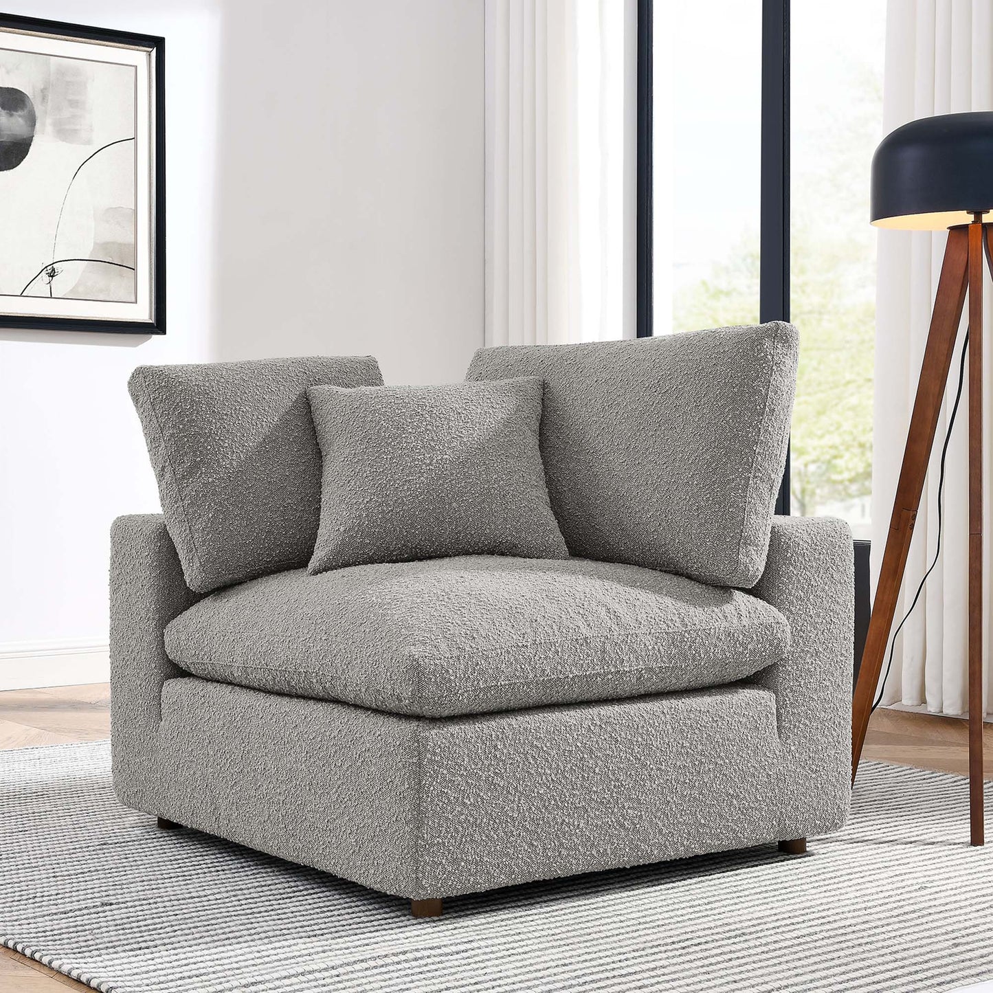 Modway - Commix Down Filled Overstuffed Boucle Fabric Corner Chair by Modway Living Room Sofas and Armchairs Gray - EEI-6259-LGR