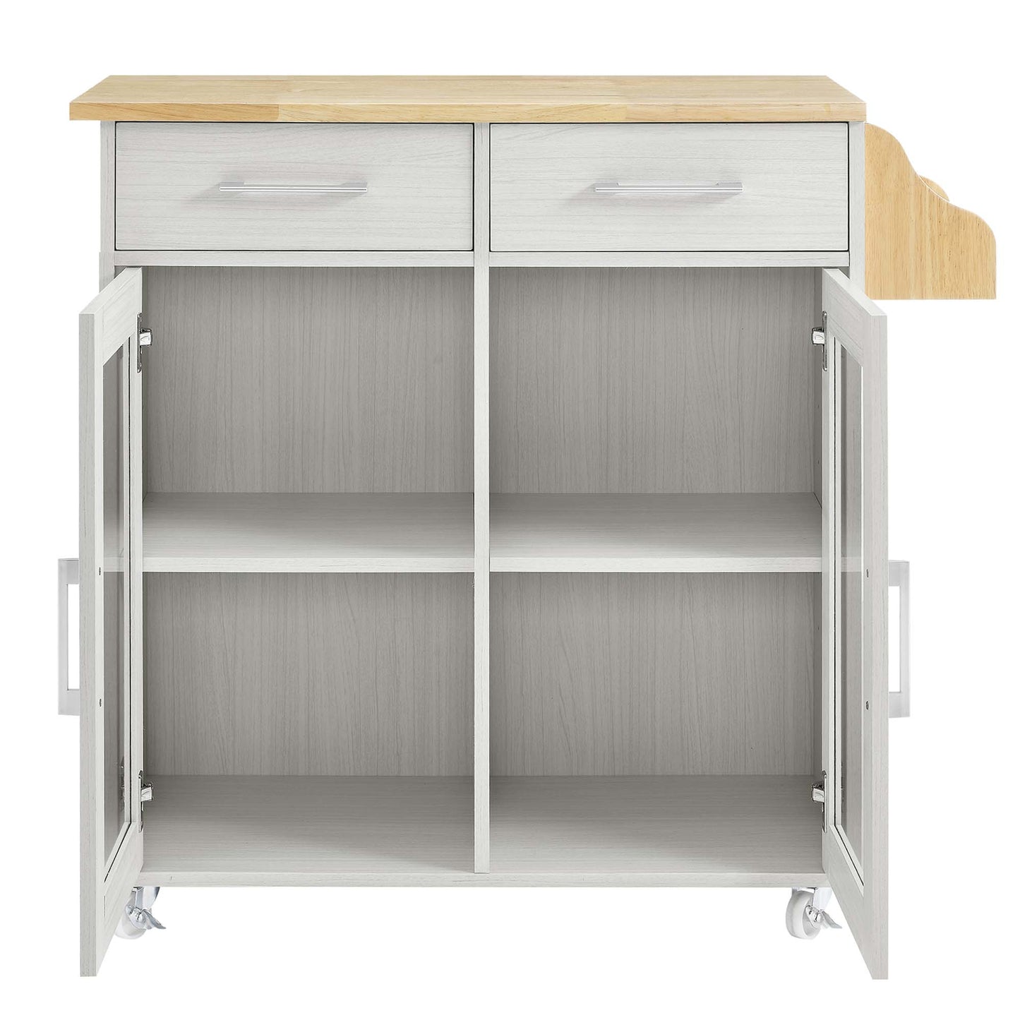 Modway Outlet Cuisine Kitchen Cart by Modway Bar and Dining Furniture White Natural - EEI-6276-WHI-NAT