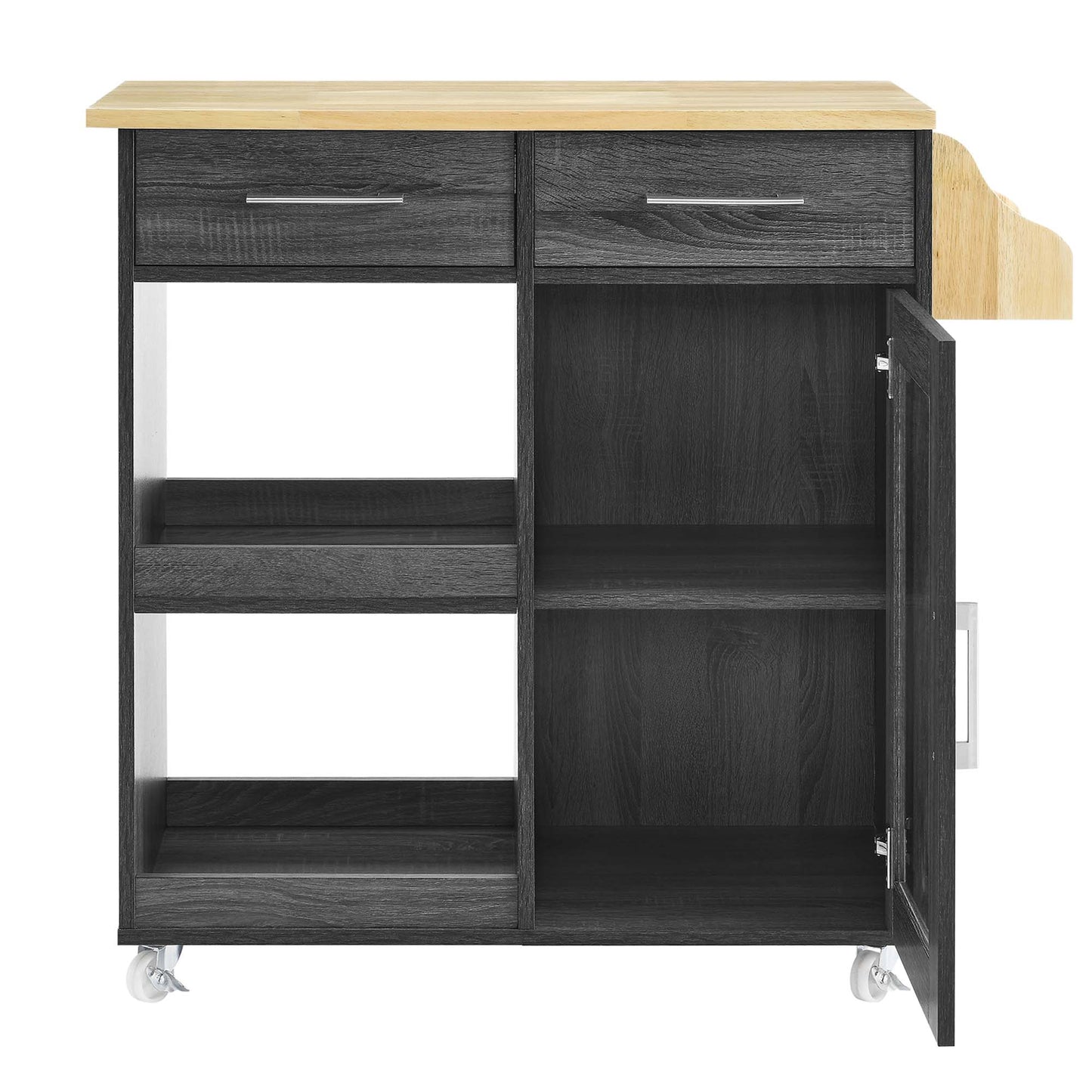 Modway Outlet Culinary Kitchen Cart With Spice Rack by Modway Bar and Dining Furniture Charcoal Natural - EEI-6277-CHA-NAT
