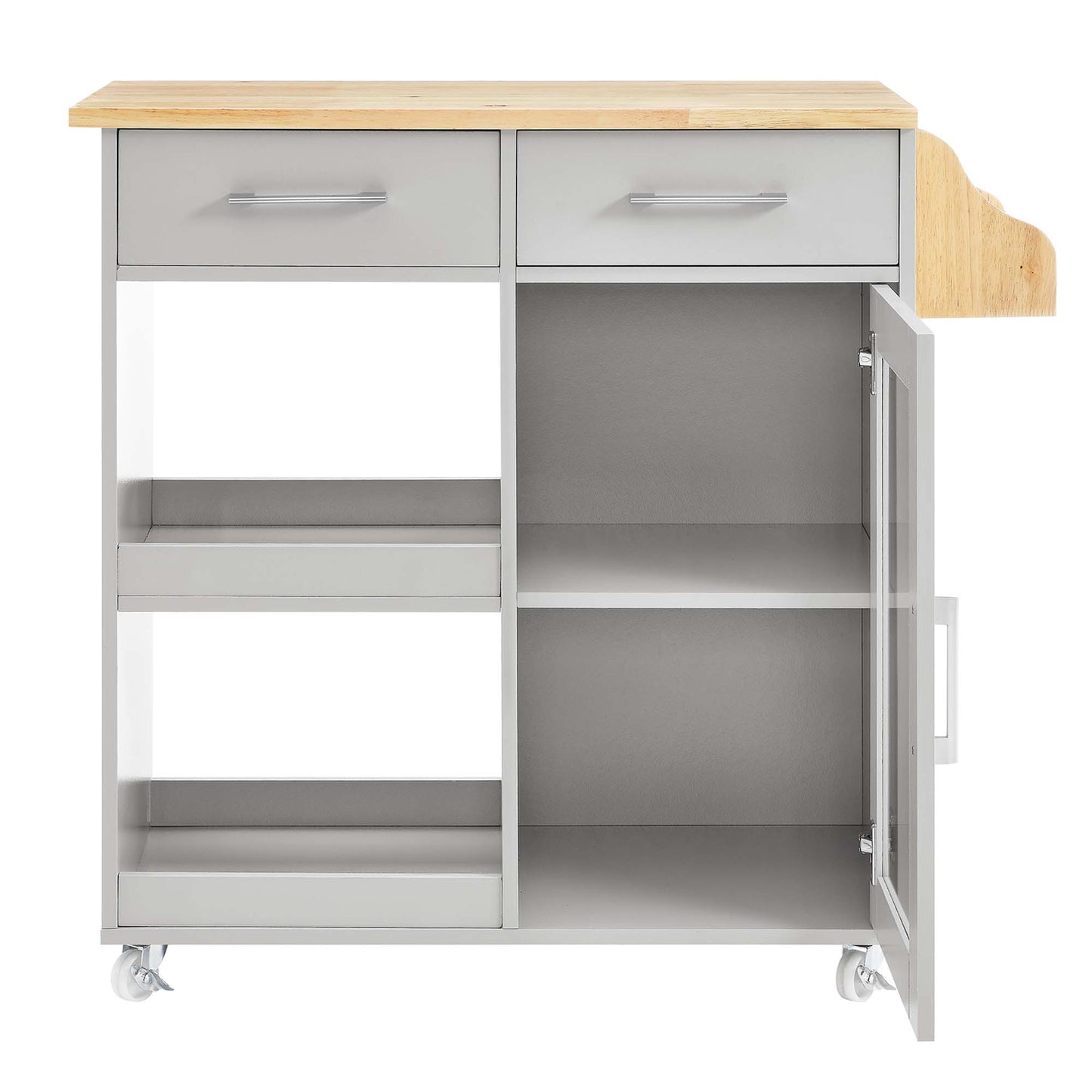 Modway Outlet Culinary Kitchen Cart With Spice Rack by Modway Bar and Dining Furniture Light Gray Natural - EEI-6277-LGR-NAT