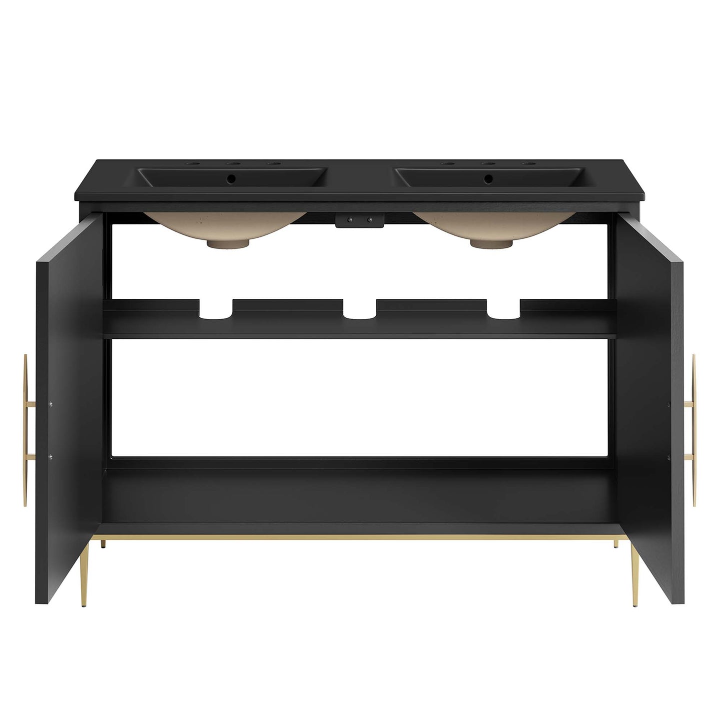 Modway - Awaken 48" Double Sink Bathroom Vanity by Modway Bathroom Vanities Black - EEI-6307-BLK-BLK