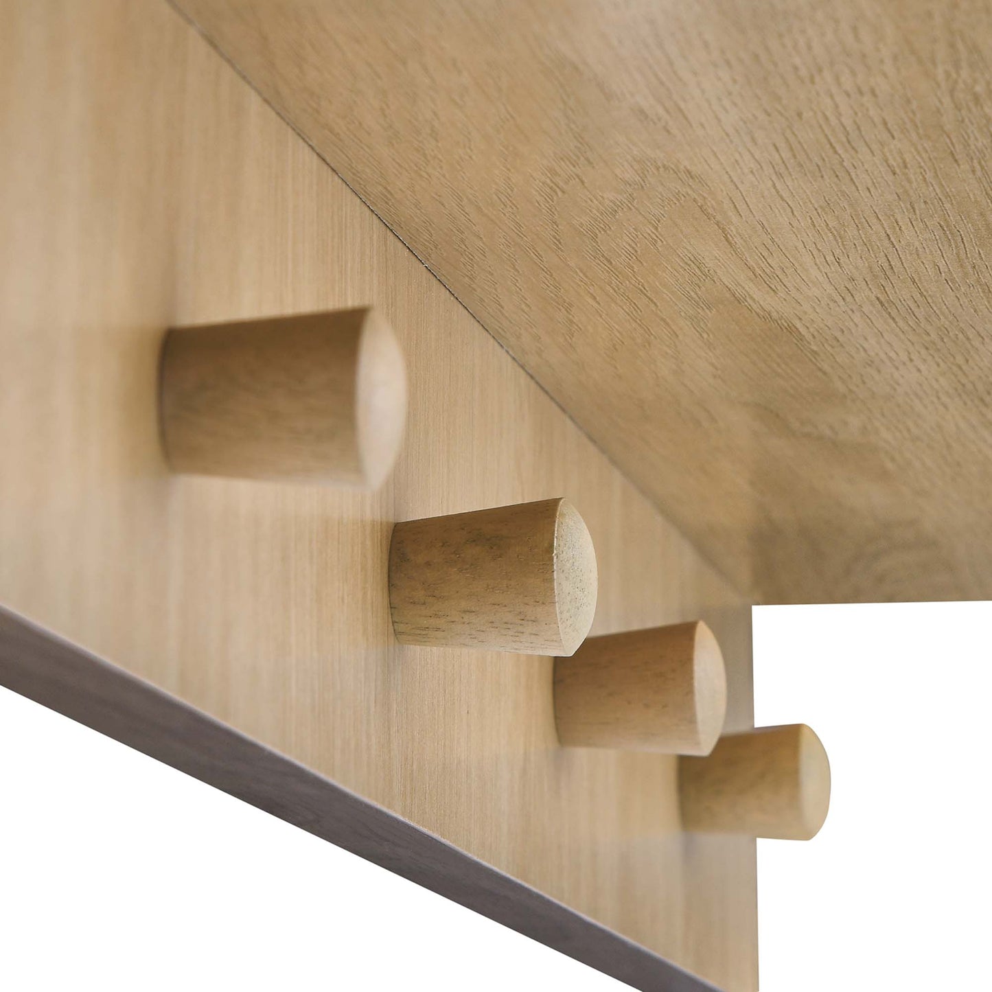 Arched mirror with a light oak wood frame in brown oak finish.