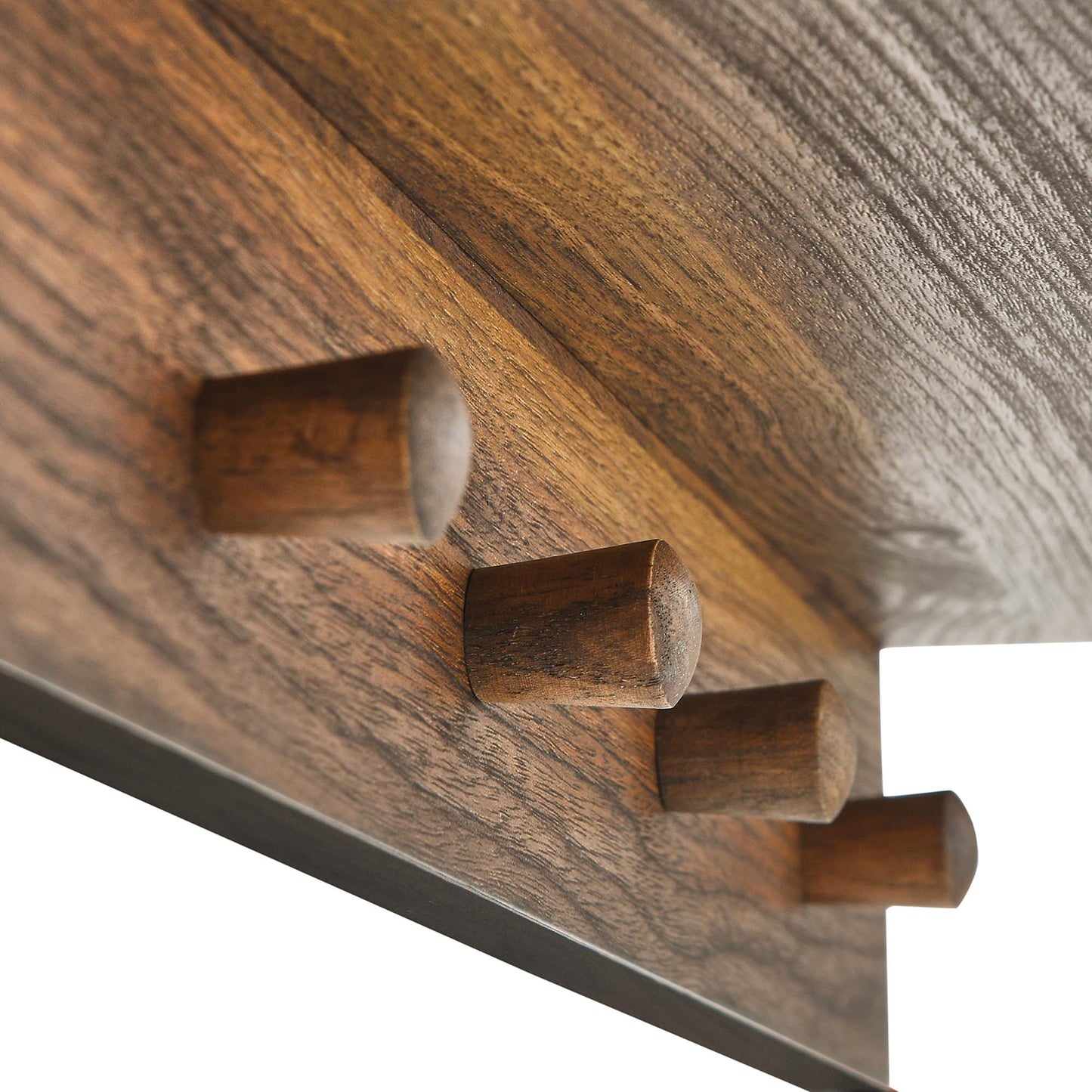 Walnut wood arched wall mirror with brown finish