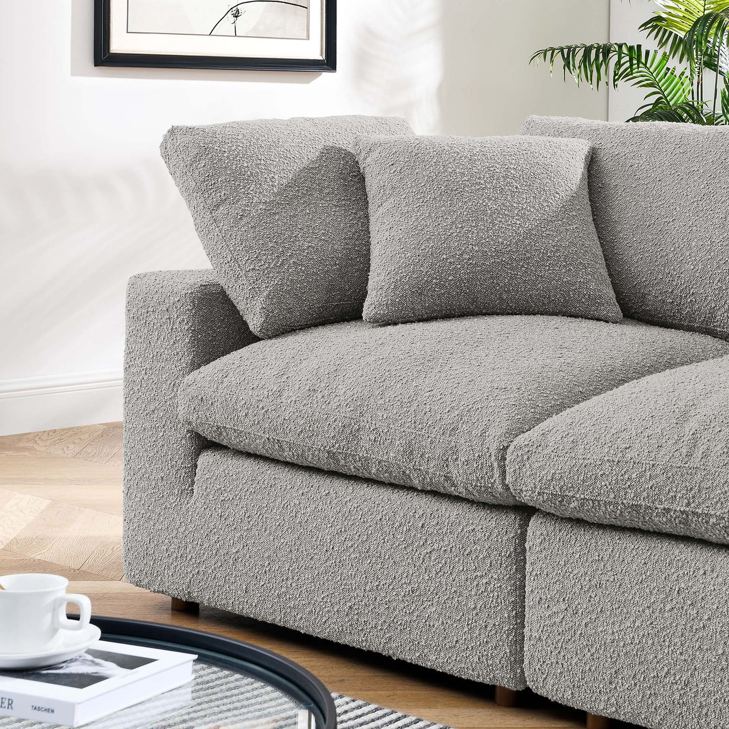 Modway - Commix Down Filled Overstuffed Boucle Fabric Loveseat by Modway Living Room Sofas and Armchairs Gray - EEI-6361-LGR