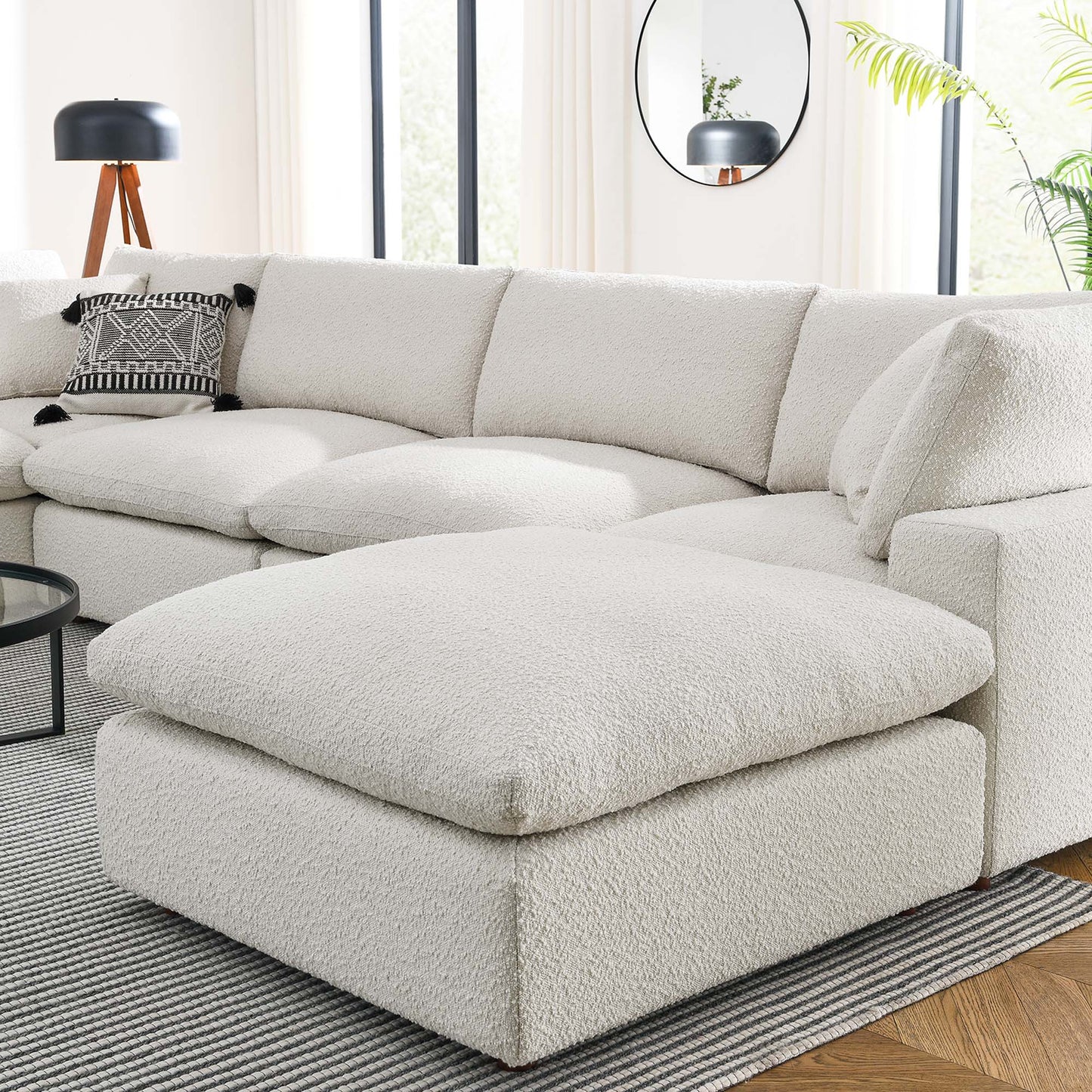 Modway - Commix 7-Piece Down Filled Overstuffed Boucle Sectional Sofa by Modway Living Room Sofas and Armchairs White - EEI-6370-IVO
