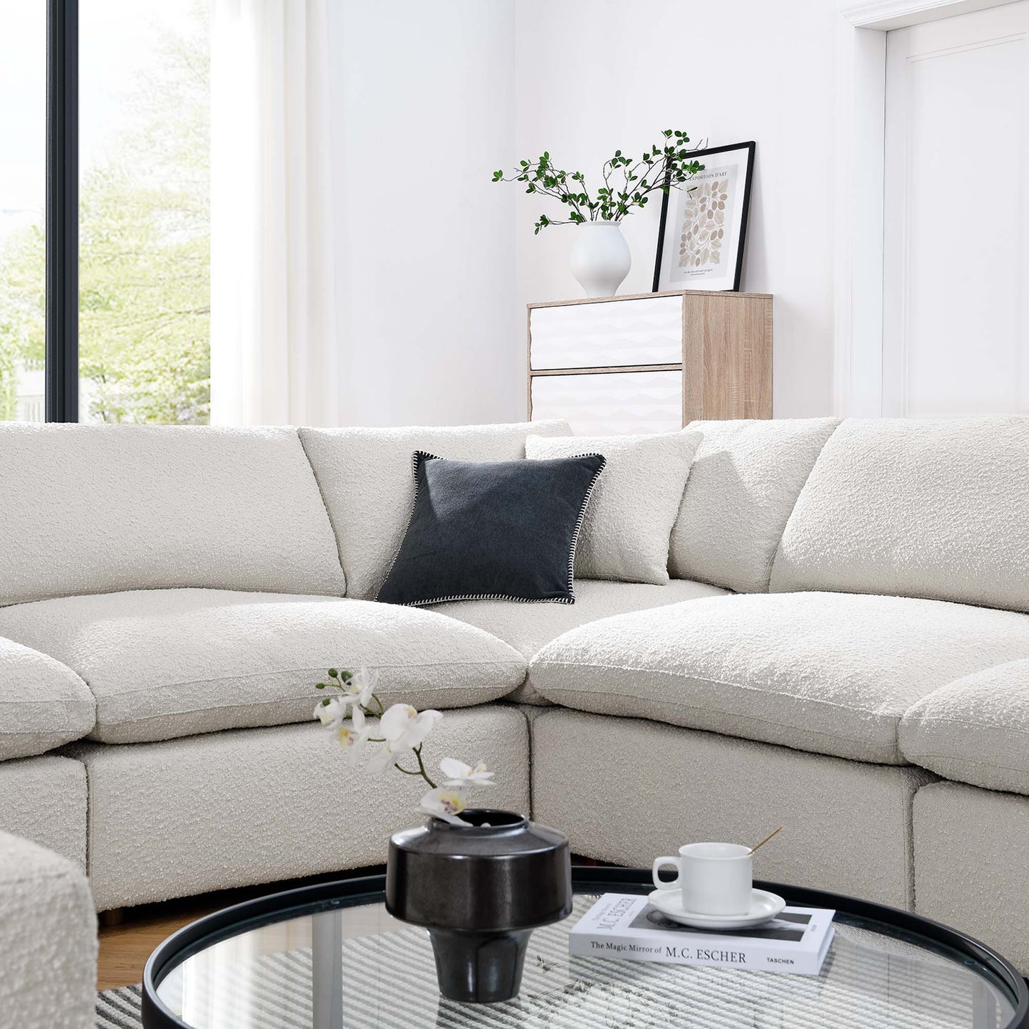 Modway - Commix 8-Piece Down Filled Overstuffed Boucle Fabric Sectional Sofa by Modway Living Room Sofas and Armchairs White - EEI-6371-IVO