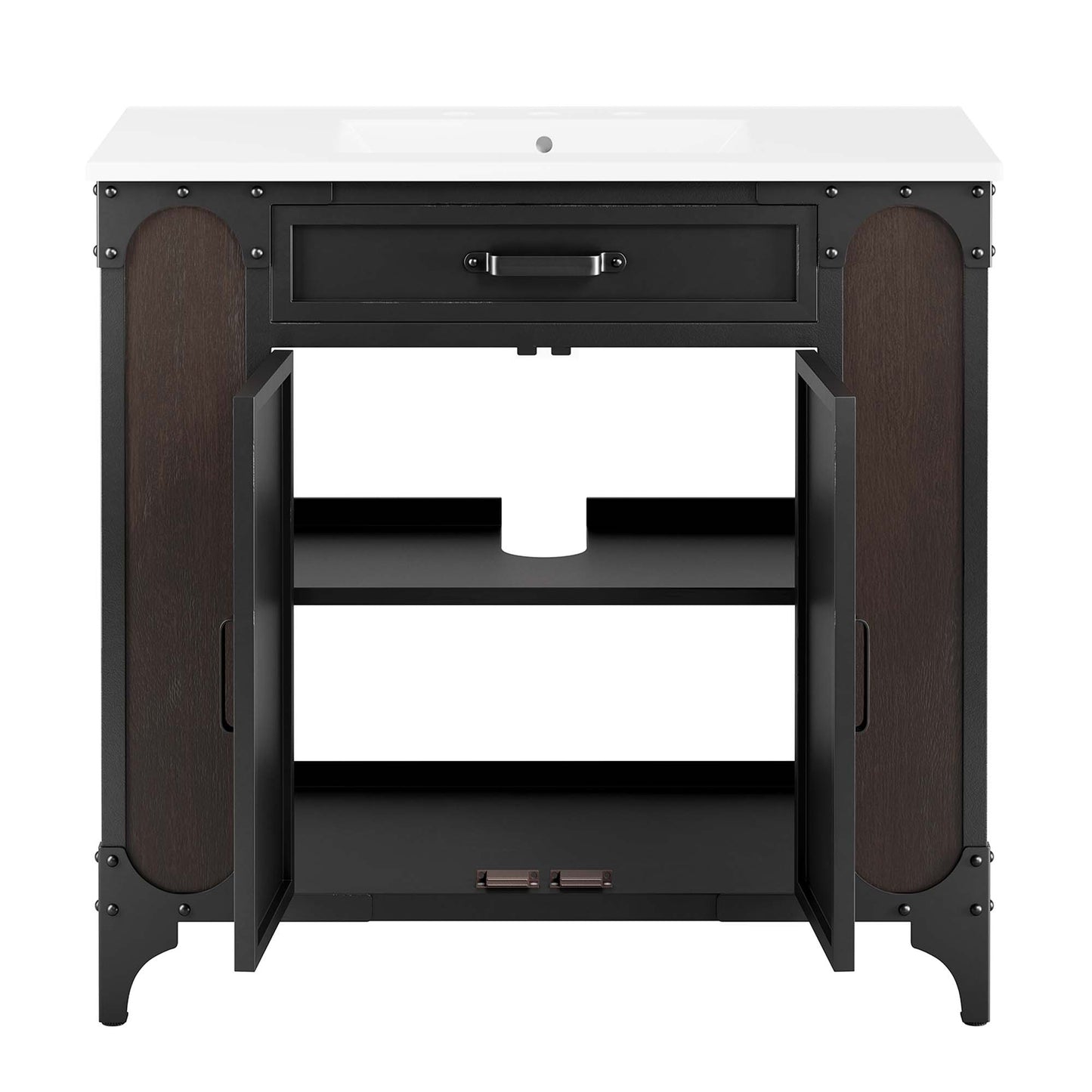 Modway - Steamforge 36" Bathroom Vanity by Modway Bathroom Vanities Black - EEI-6417-WHI-BLK