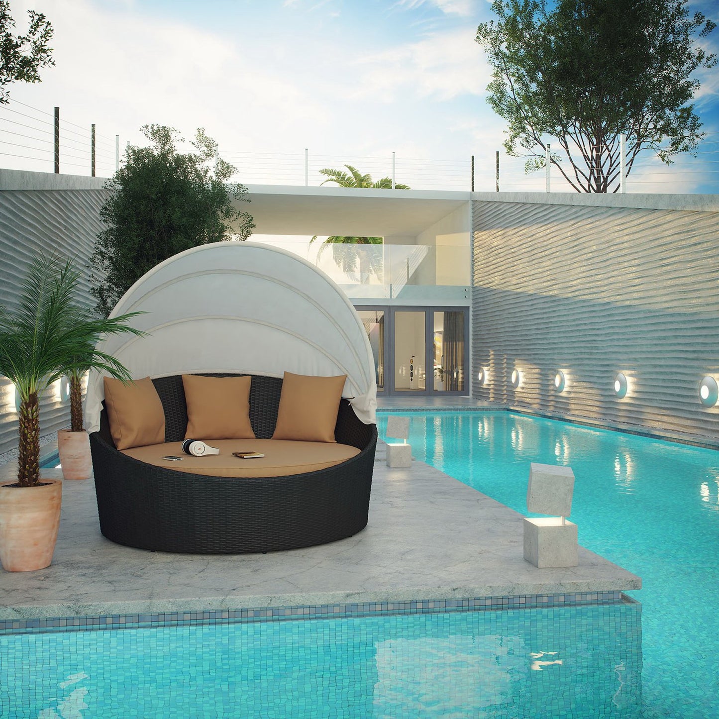 Modway Outlet Siesta Canopy Outdoor Patio Daybed by Modway Outdoor Furniture Furniture Espresso Mocha - EEI-642-EXP-MOC