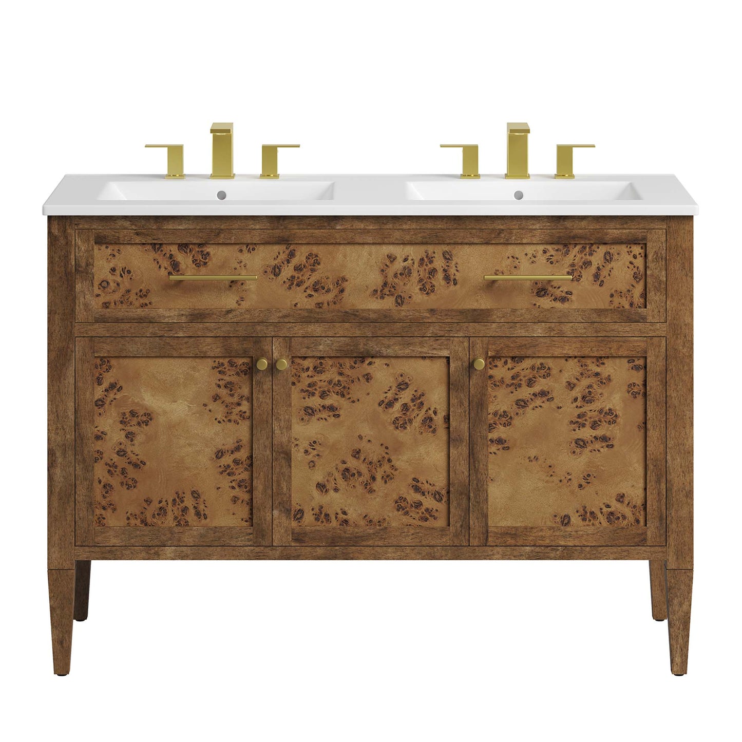 Modway - Elysian 48" Wood Double Sink Bathroom Vanity by Modway Bathroom Vanities Brown - EEI-6456-WHI-BRN