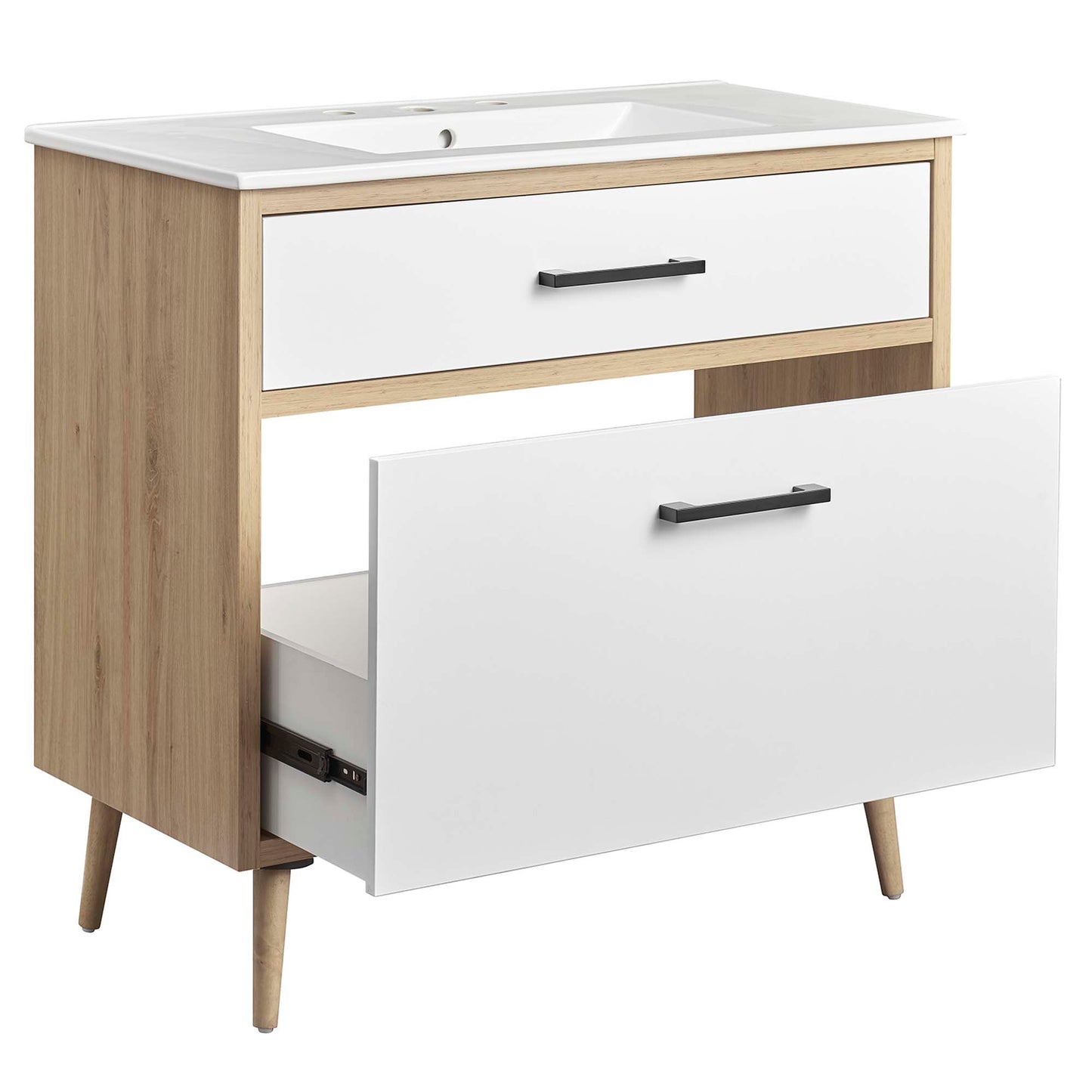 Modway - Maverick 36" Bathroom Vanity by Modway Bathroom Vanities Brown - EEI-6500-WHI-OAK