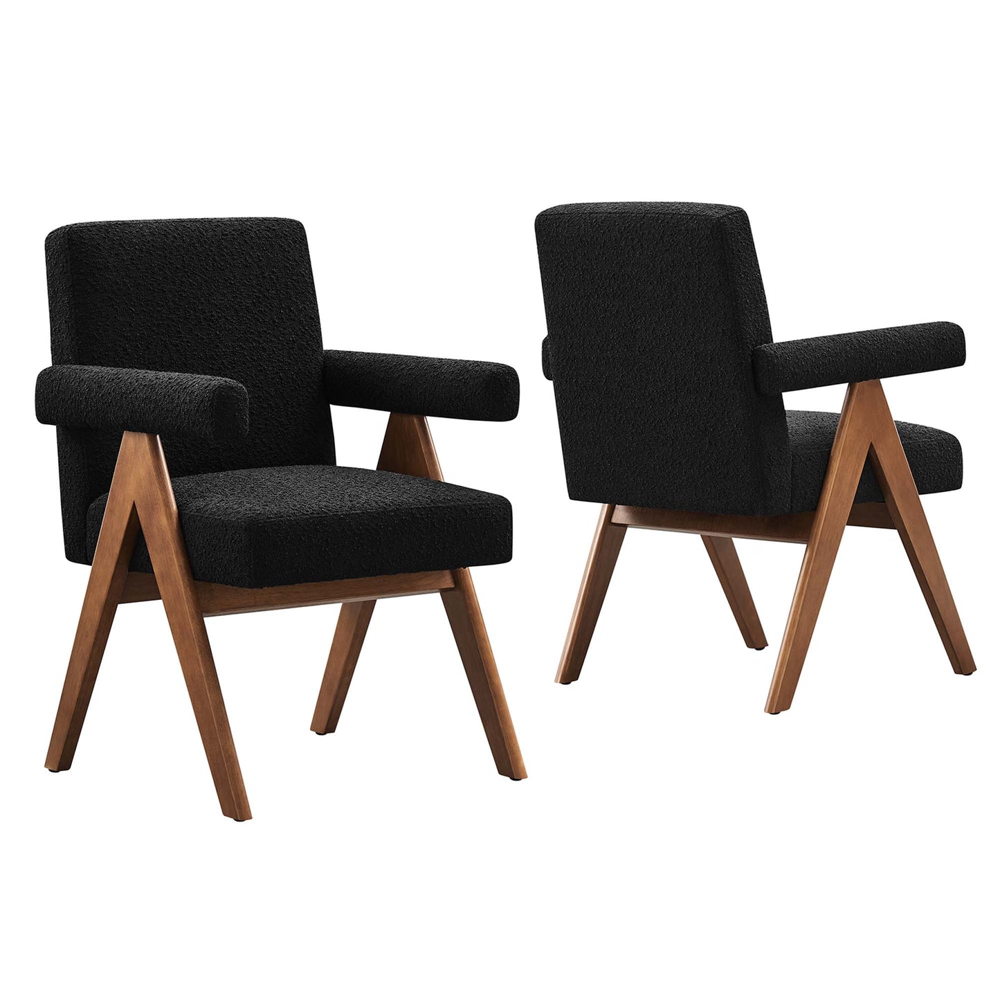 Modway Outlet Lyra Boucle Fabric Dining Room Chair Set of 2 by Modway Bar and Dining Furniture Black - EEI-6506-BLK