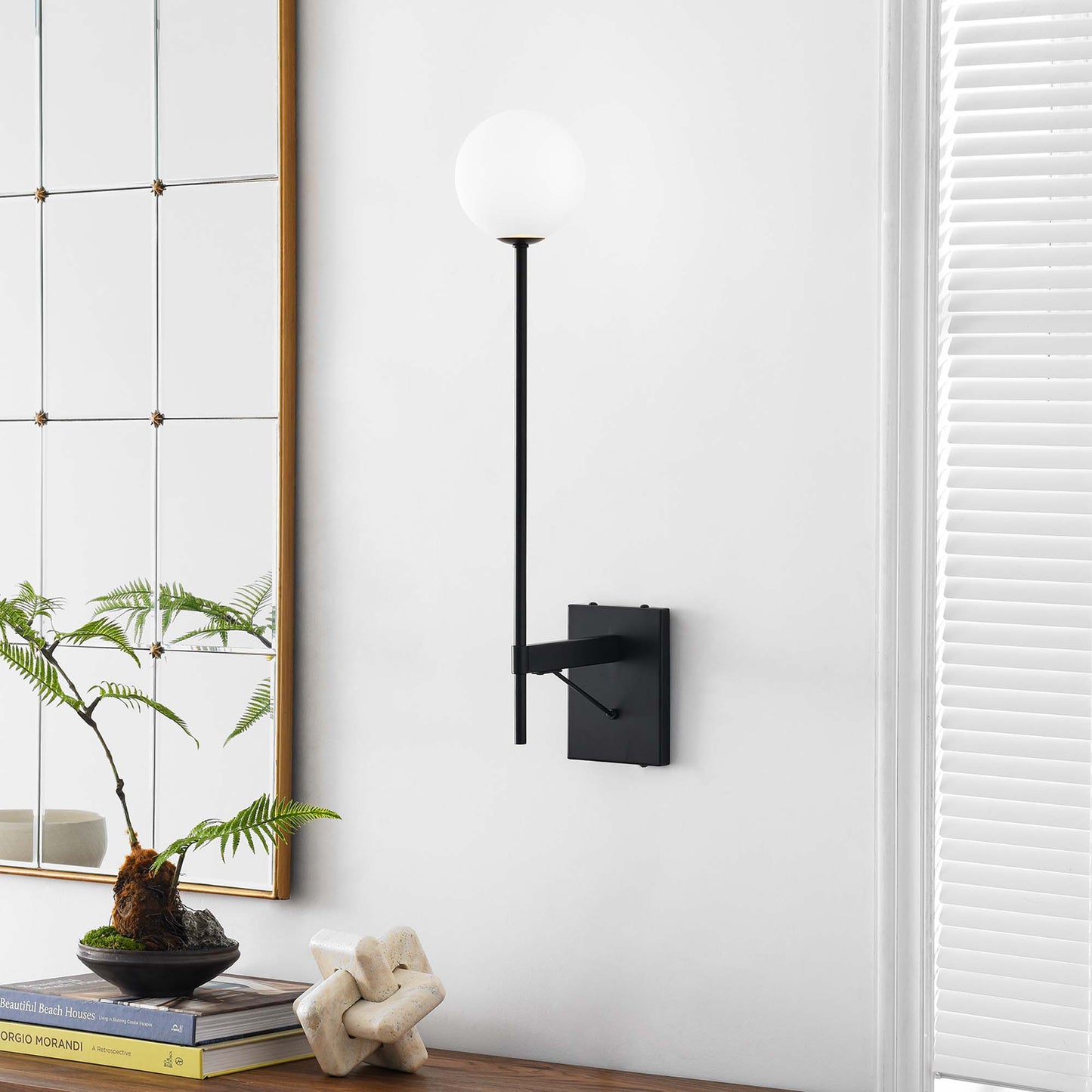 Modway Outlet Riva White Globe Wall Sconce by Modway Lighting Lighting Black - EEI-6533-BLK