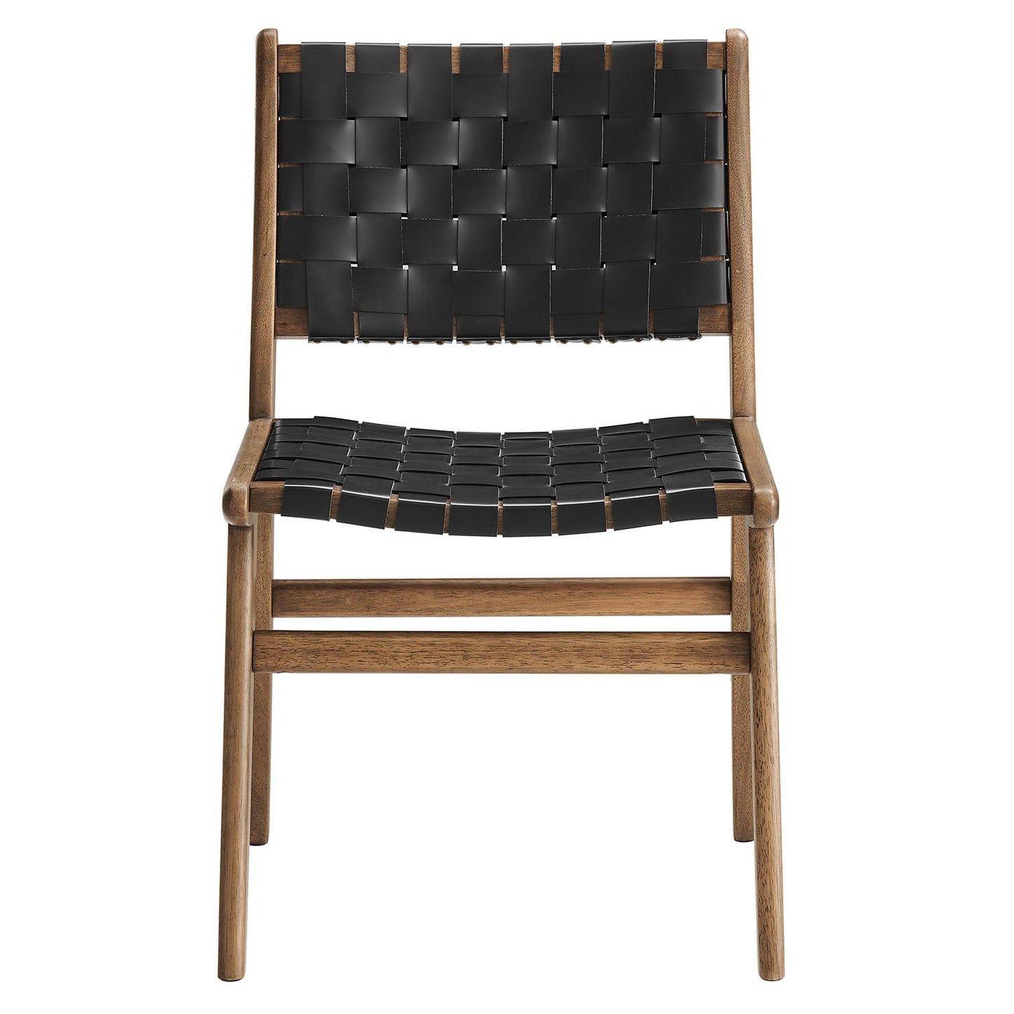 Modway - Saoirse Leather Wood Dining Side Chair Set of 2 by Modway Bar and Dining Dining Chairs Black - EEI-6544-WAL-BLK