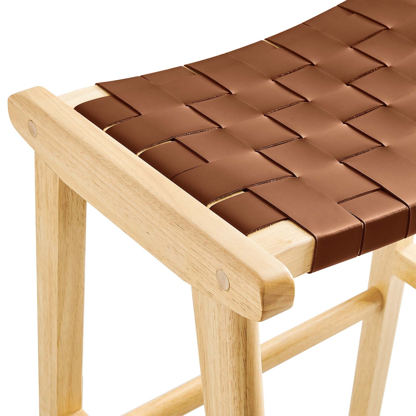 Modway Outlet Saoirse Leather Wood Bar Stool Set of 2 by Modway Bar and Dining Furniture Natural Brown - EEI-6549-NAT-BRN