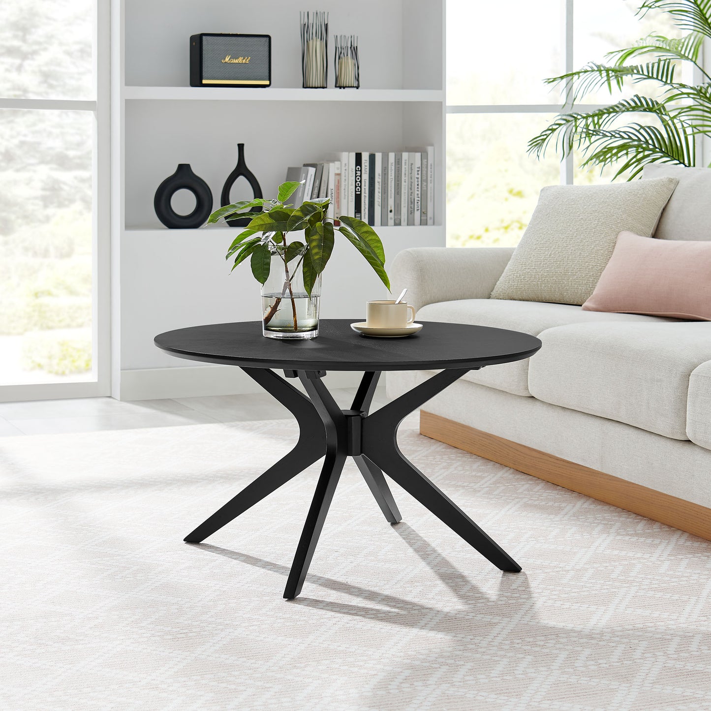 Modway - Crossroads Round Wood Coffee Table by Modway Living Room Tables Black - EEI-6557-BLK