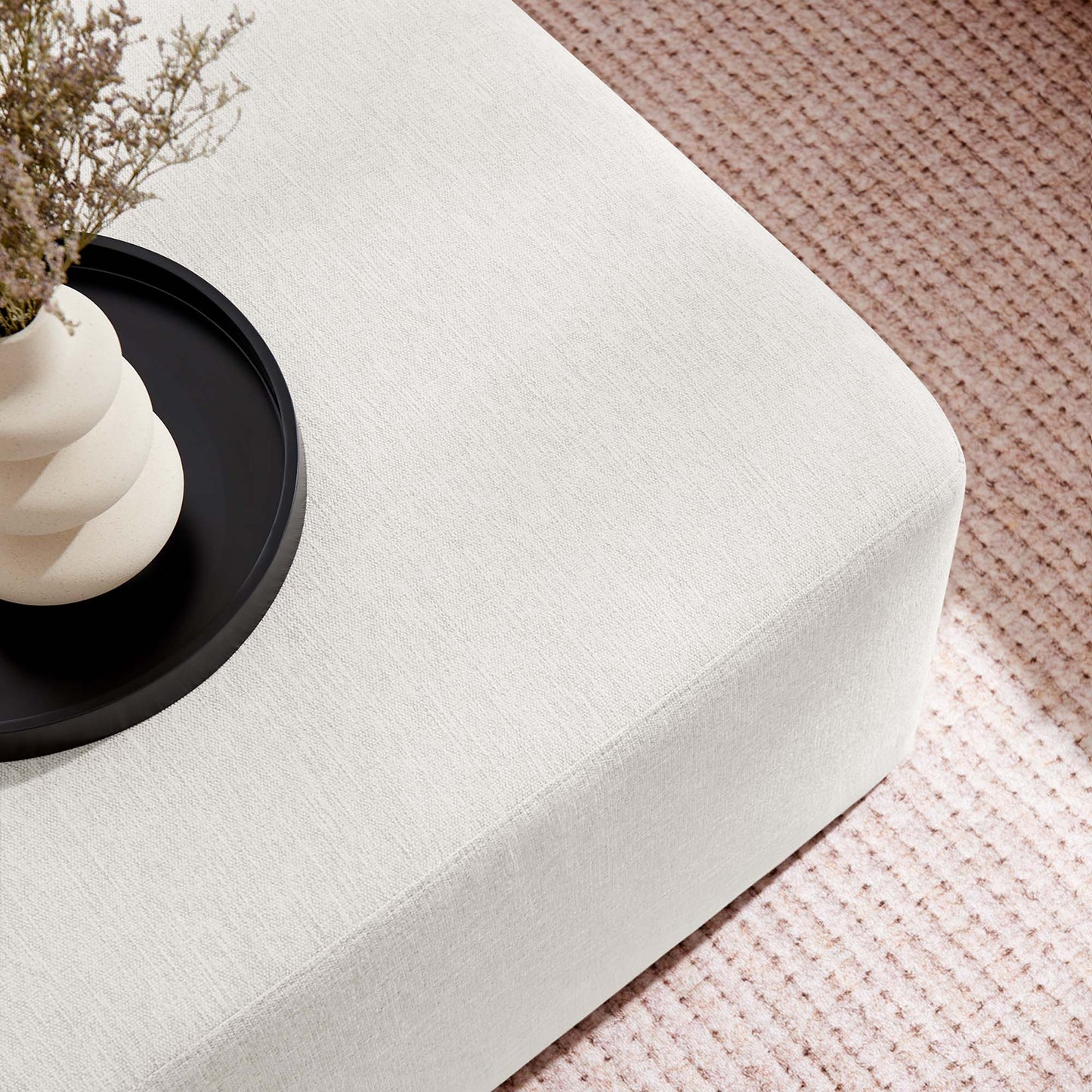 Modway - Callum Large 28" Square Woven Heathered Fabric Upholstered Ottoman by Modway Living Room Sofas and Armchairs White - EEI-6642-HEI