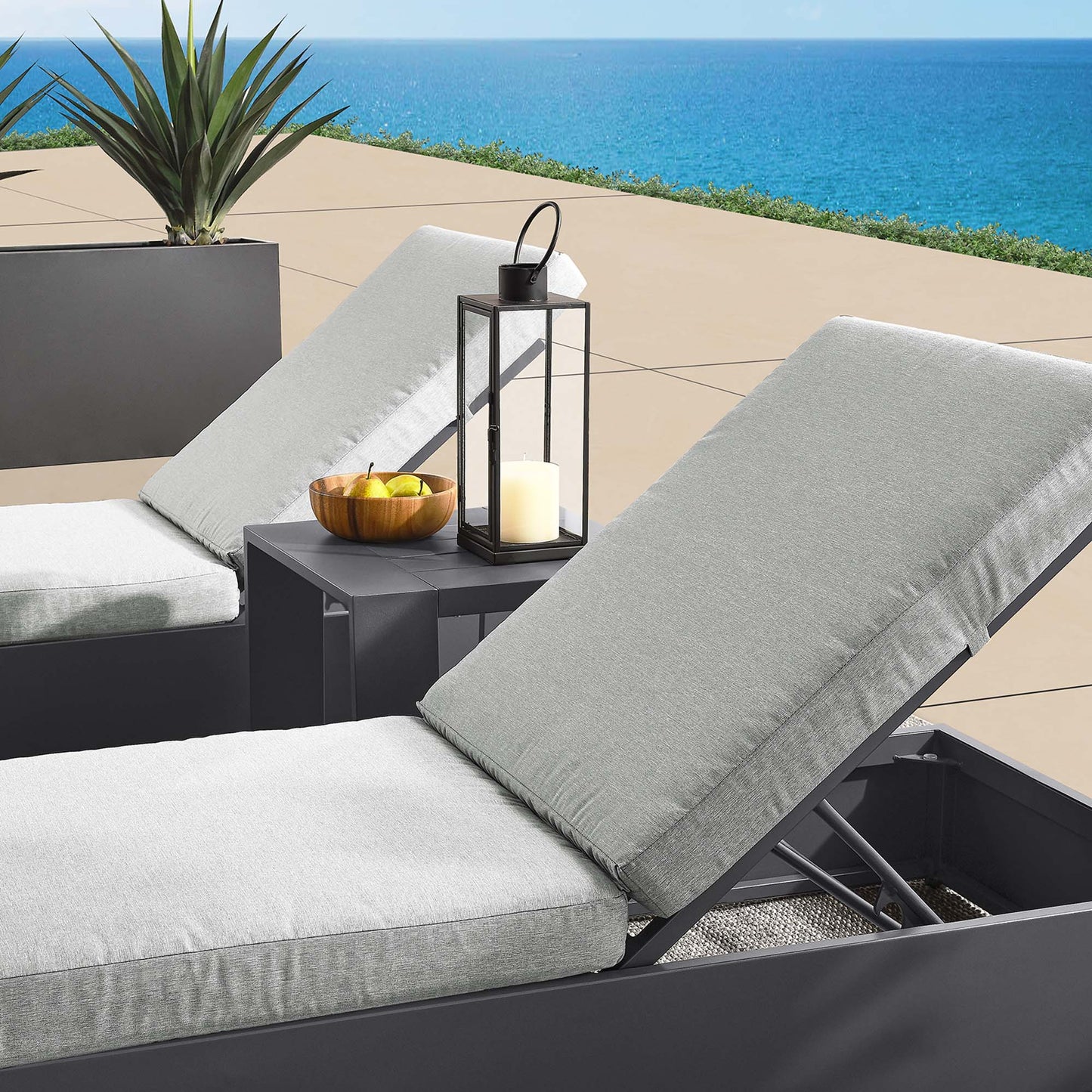 Modway - Tahoe 3-Piece Outdoor Patio Powder-Coated Aluminum Chaise Lounge Set by Modway Outdoor Furniture Sofa Sectionals Gray - EEI-6673-GRY-GRY