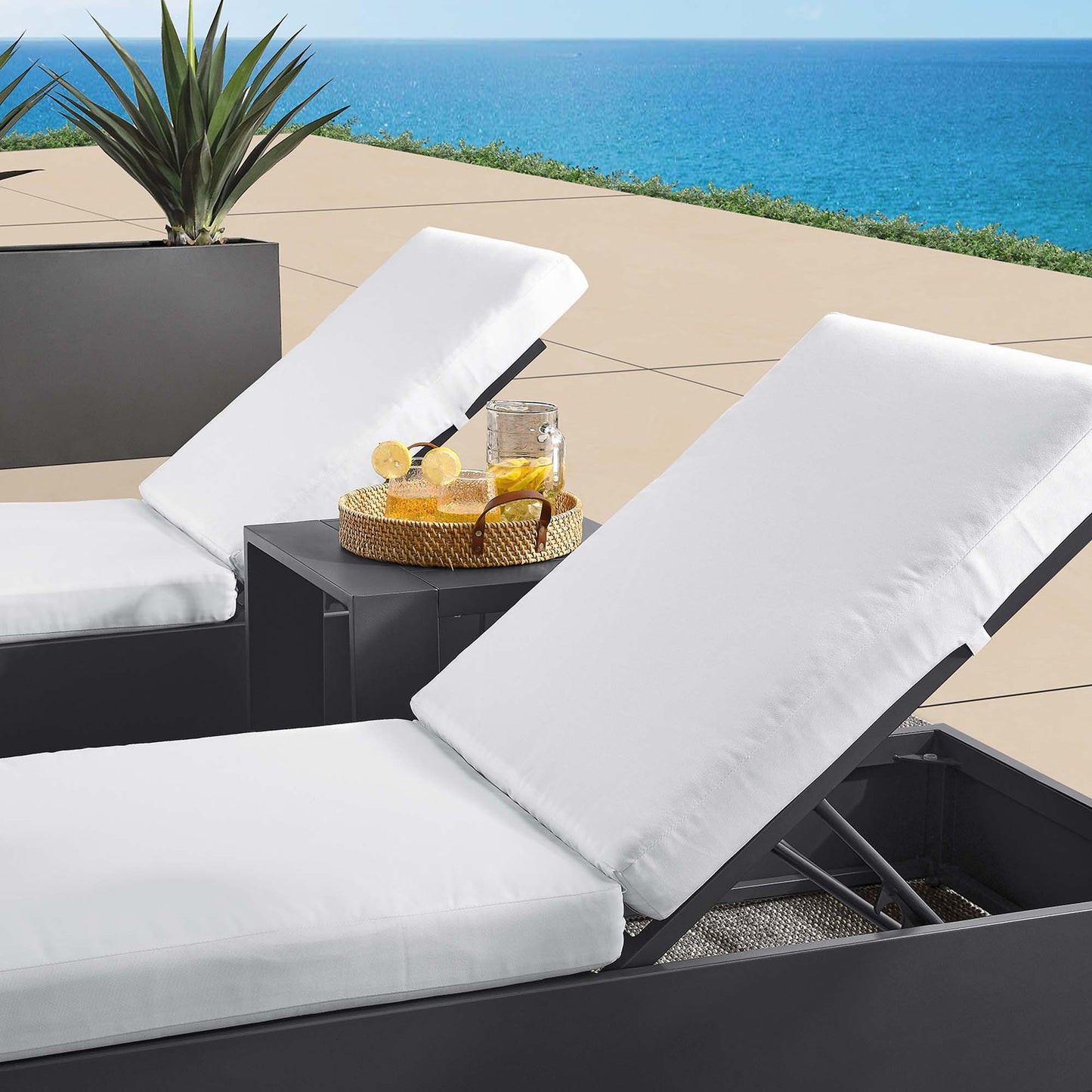 Modway - Tahoe 3-Piece Outdoor Patio Powder-Coated Aluminum Chaise Lounge Set by Modway Outdoor Furniture Sofa Sectionals White - EEI-6673-GRY-WHI