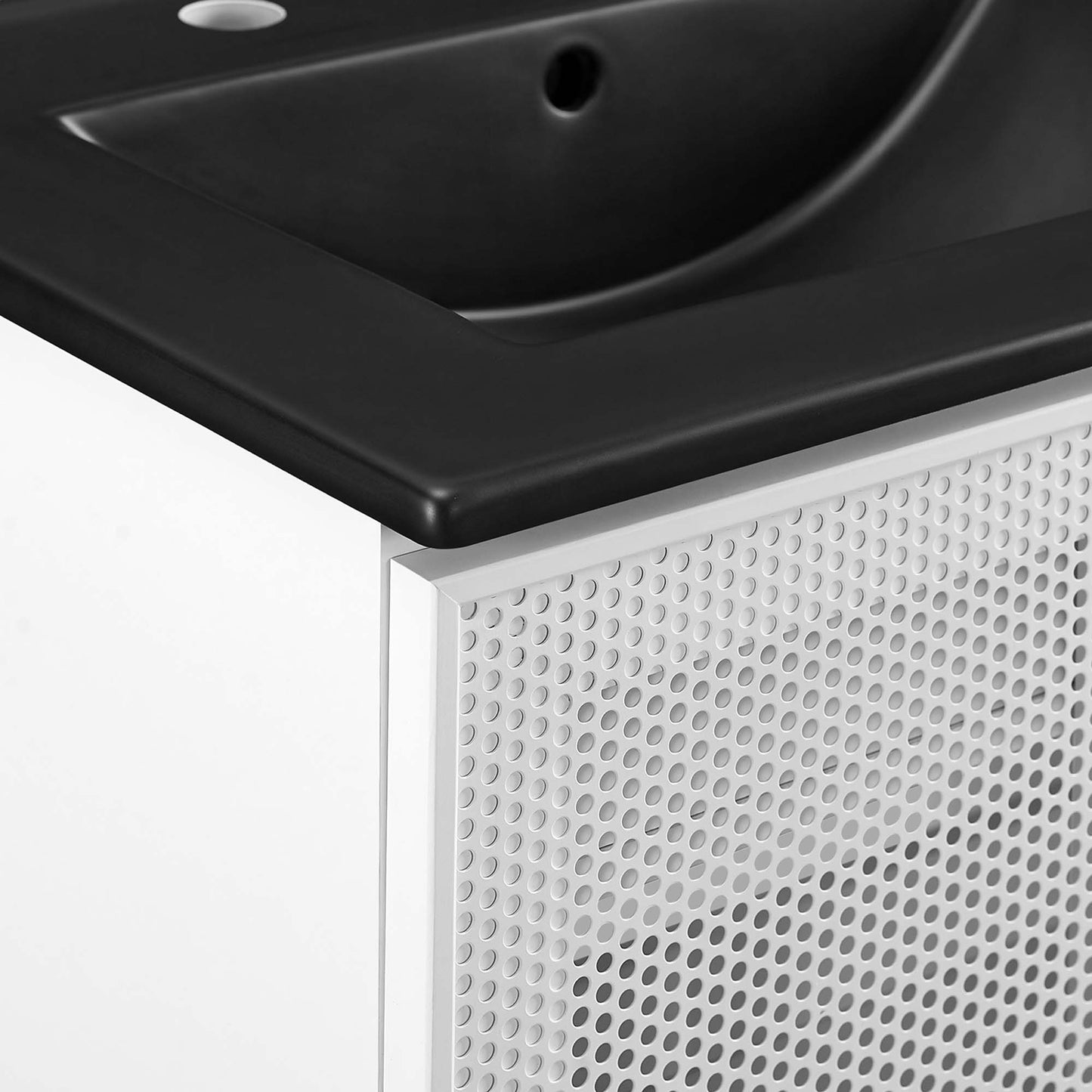 Modway - Calla 24" Perforated Metal Bathroom Vanity by Modway Bathroom Vanities White - EEI-6679-BLK-WHI