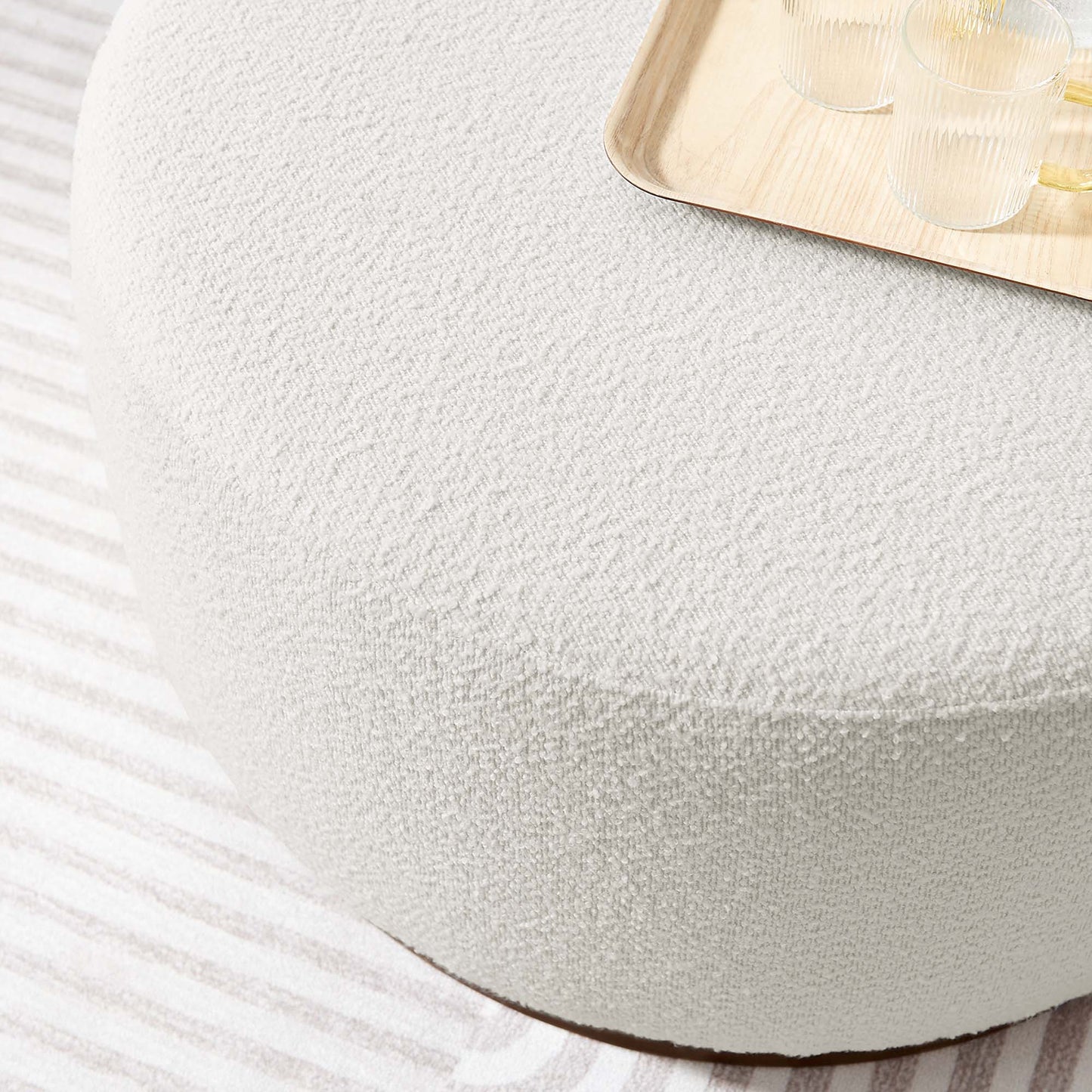 Modway - Tilden Large 29" Round Boucle Upholstered Ottoman by Modway Living Room Sofas and Armchairs White - EEI-6681-CLO-WAL