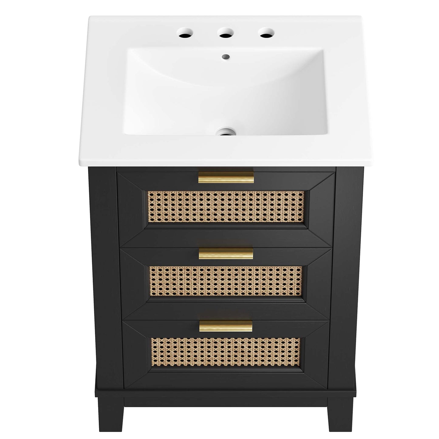 Modway - Dixie 24" Solid Wood Bathroom Vanity by Modway Bathroom Vanities White - EEI-6723-BLK-WHI