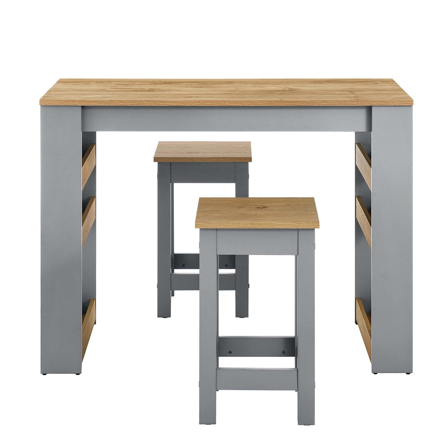Modway - Galley 3-Piece Kitchen Island and Stool Set by Modway Bar and Dining Dining Sets Gray - EEI-6730-OAK-GRY