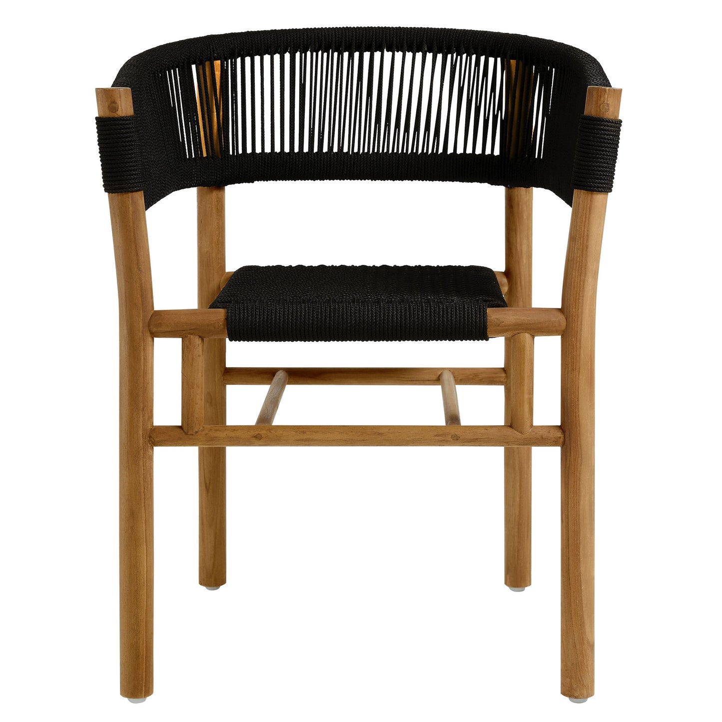Modway - Vienna Outdoor Patio Teak and Rope Curved-Back Dining Armchairs Set of 2 by Modway Outdoor Furniture Bar and Dining Black - EEI-6811-NAT-BLK