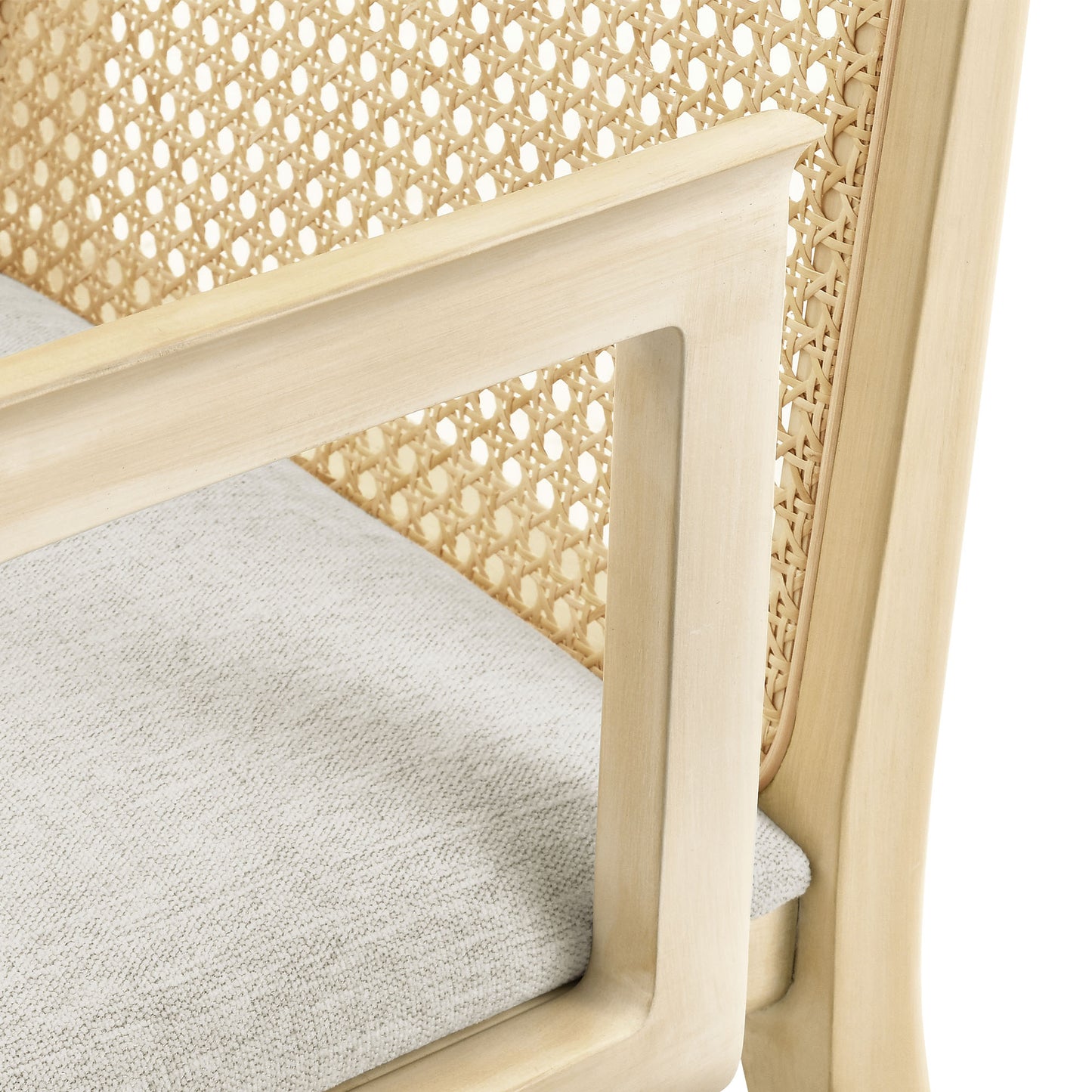 Modway Outlet Monarch Wood and Rattan Dining Armchair by Modway Bar and Dining Furniture Antique White Natural Heathered Weave Ivory - EEI-6844-AQW-NAT-HEI