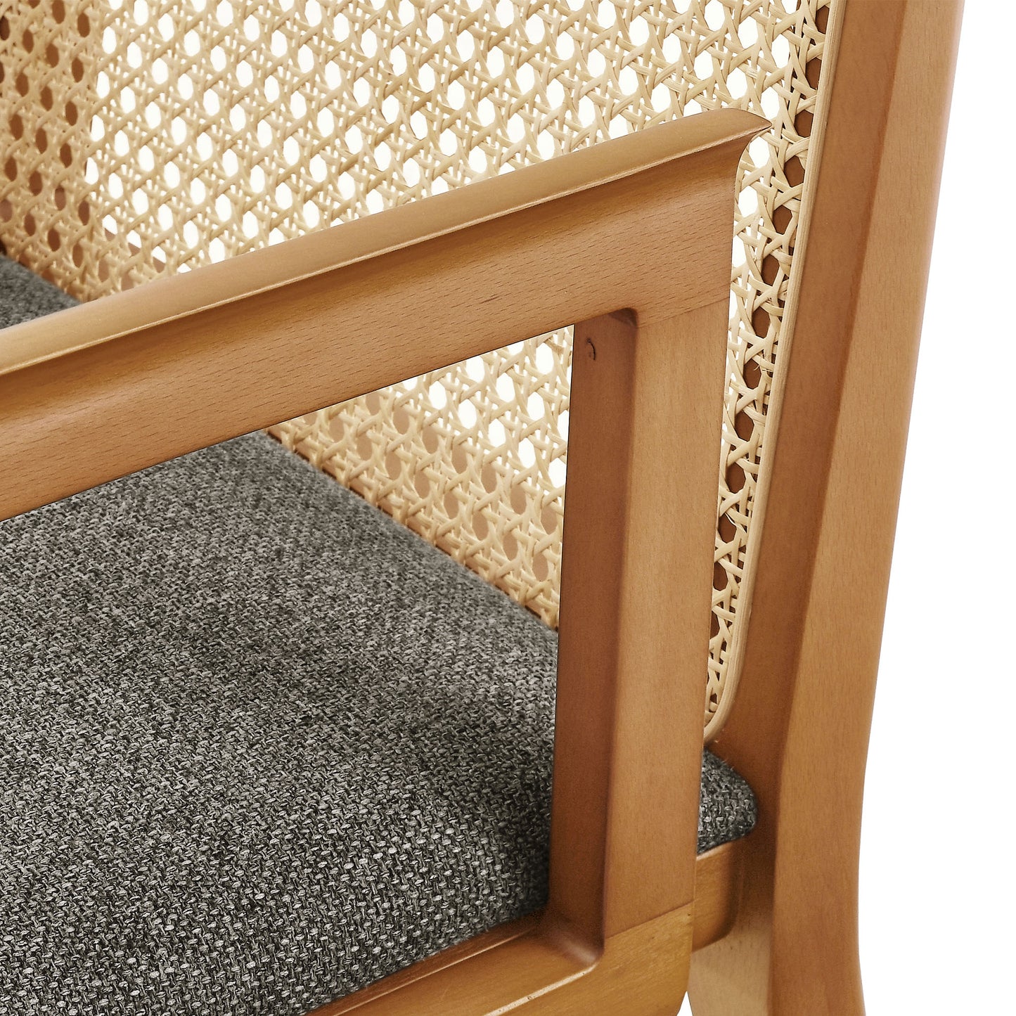 Modway Outlet Monarch Wood and Rattan Dining Armchair by Modway Bar and Dining Furniture Honey Natural Gray - EEI-6844-HON-NAT-GRY