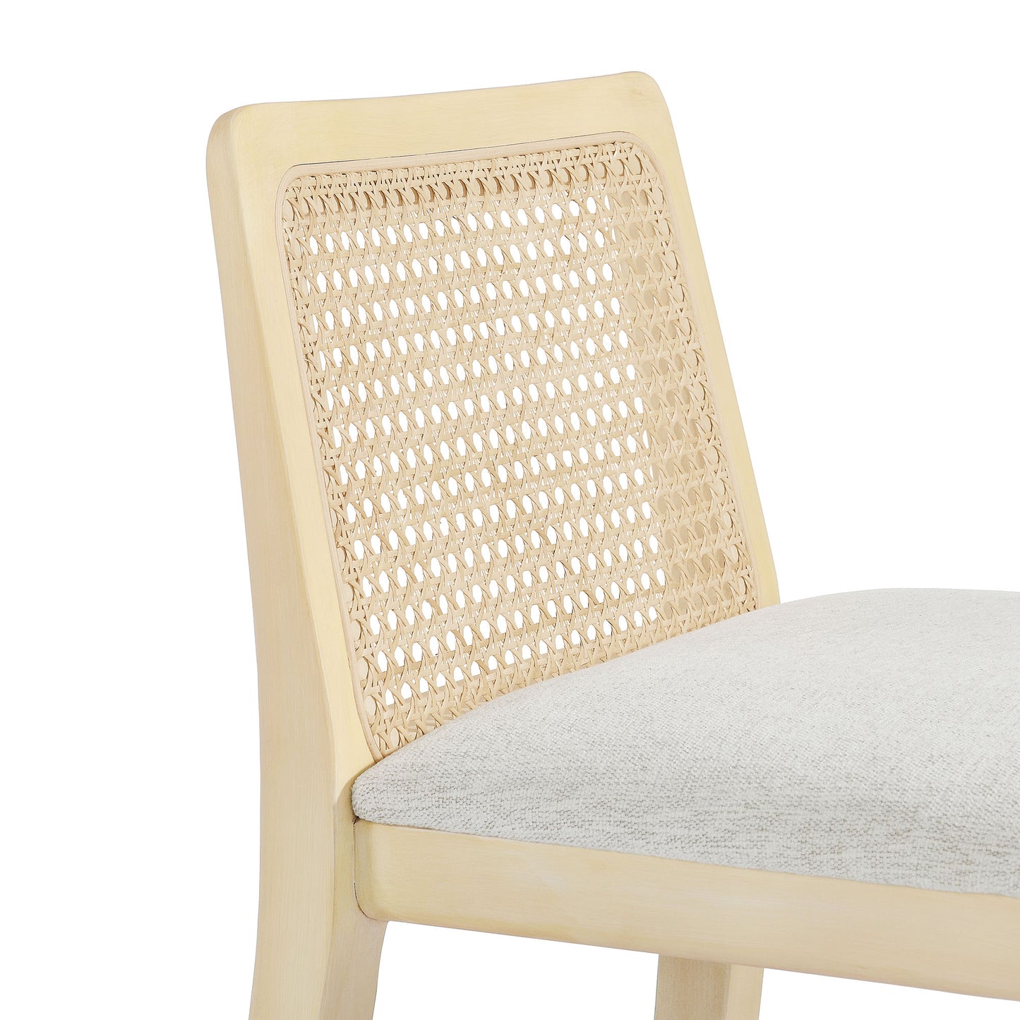 Modway Outlet Monarch Wood and Rattan Bar Stool by Modway Bar and Dining Furniture Antique White Natural Heathered Weave Ivory - EEI-6846-AQW-NAT-HEI