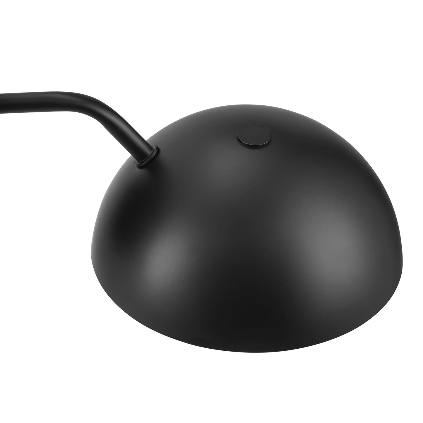 Matte black globe wall sconce with cord and small top switch.