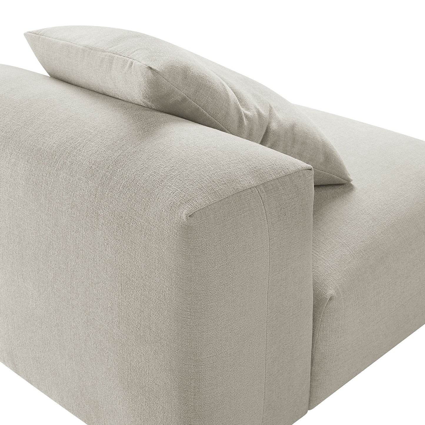 Brown fabric armless modular chair with clean lines and a back cushion for modern living room seating.