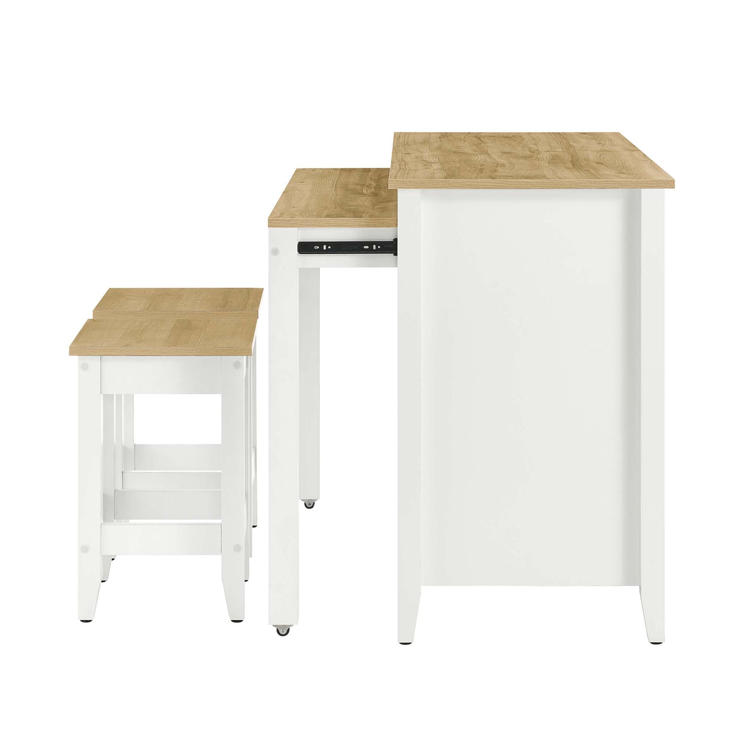 Modway - Farmstead 3-Piece Kitchen Island and Stool Set by Modway Bar and Dining Dining Sets White - EEI-6895-OAK-WHI