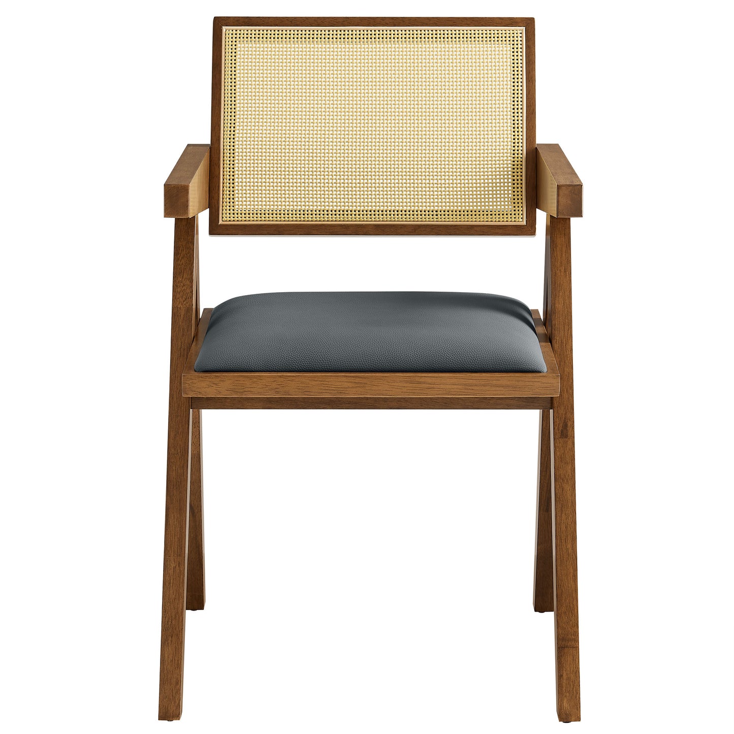 Modway - Thera Vegan Leather Cane Dining Armchairs Set of 2 by Modway Bar and Dining Dining Chairs Black - EEI-6919-WAL-BLK