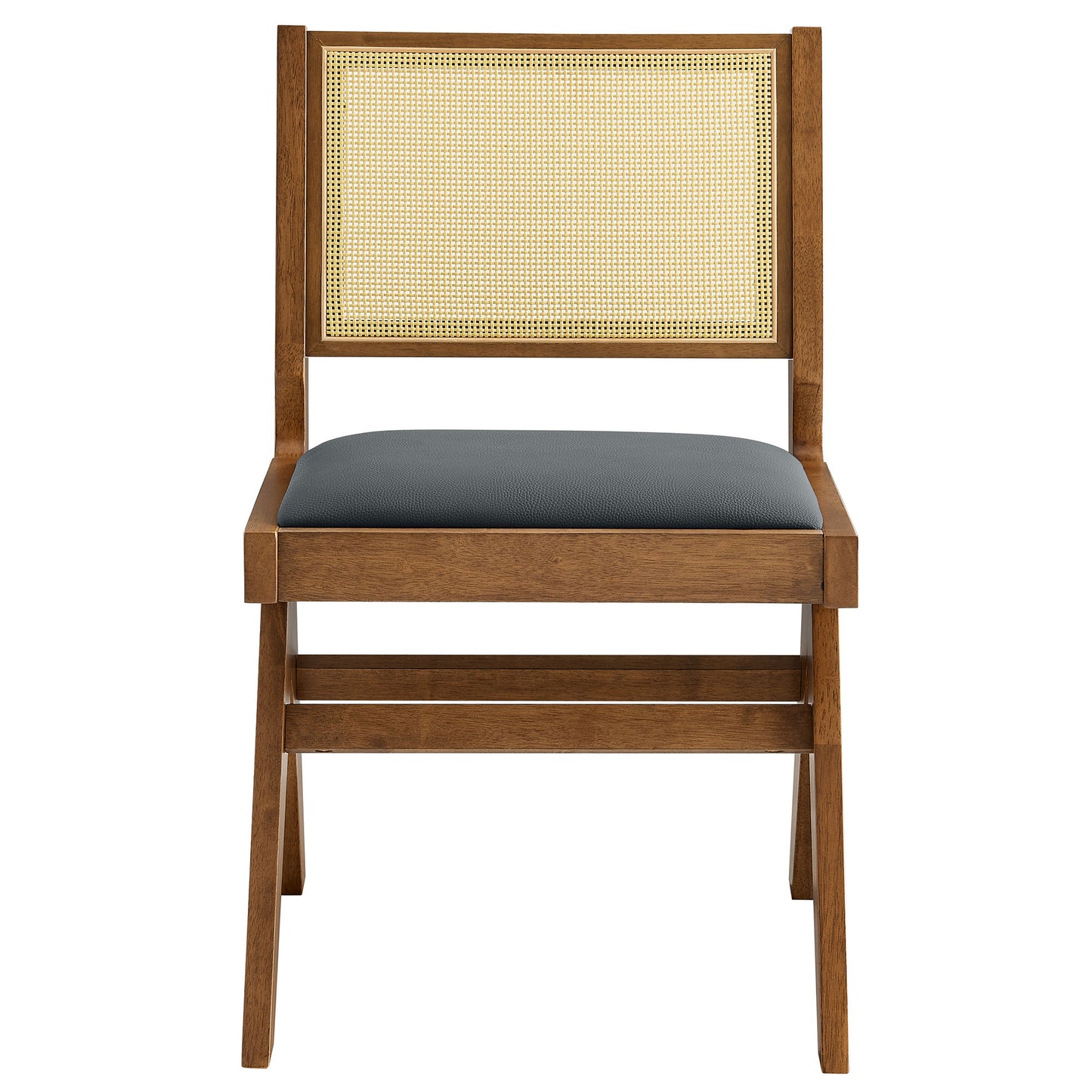 Modway - Thera Vegan Leather and Cane Dining Side Chairs Set of 2 by Modway Bar and Dining Dining Chairs Black - EEI-6920-WAL-BLK