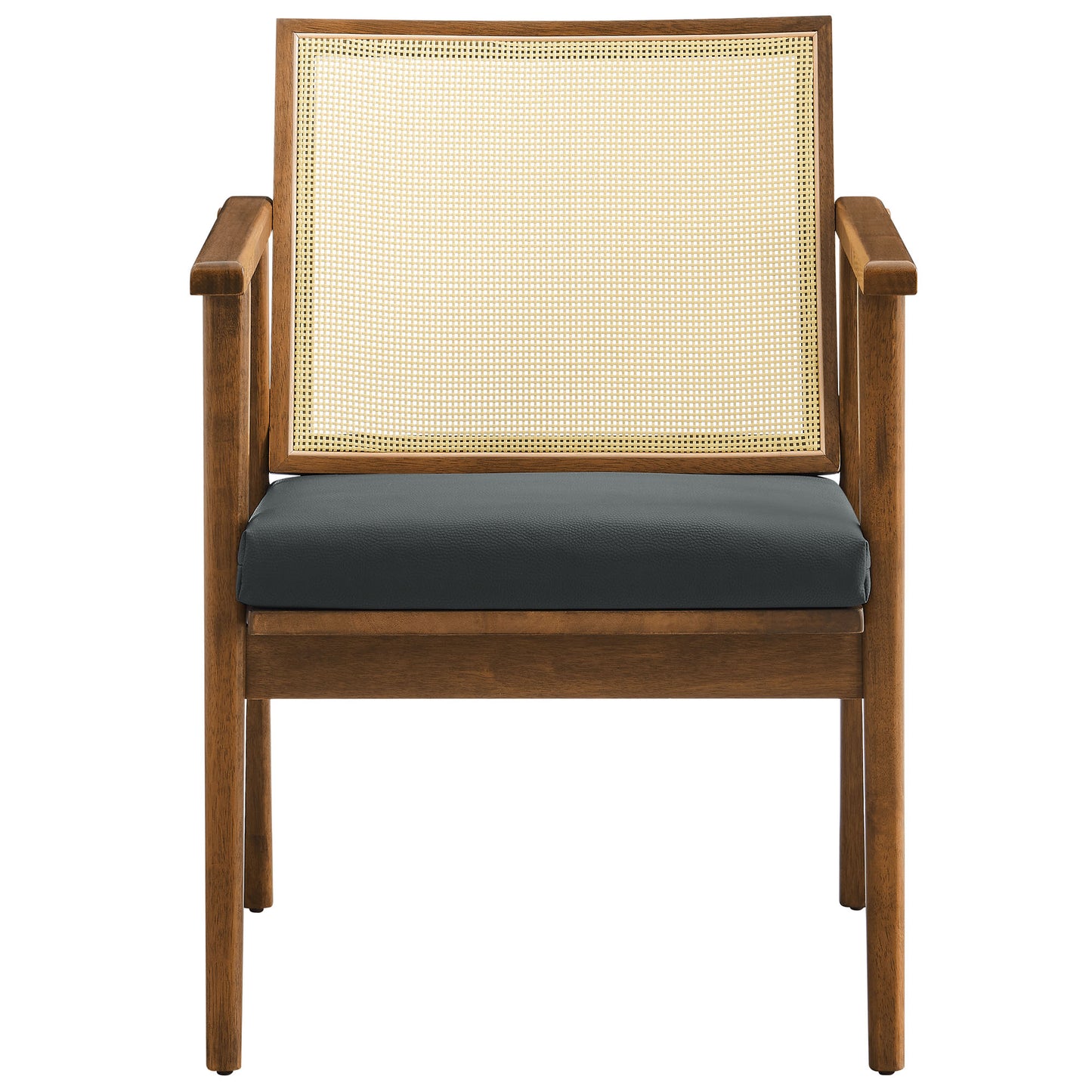 Modway - Thera Vegan Leather and Cane Accent Armchairs Set of 2 by Modway Living Room Sofas and Armchairs Black - EEI-6921-WAL-BLK