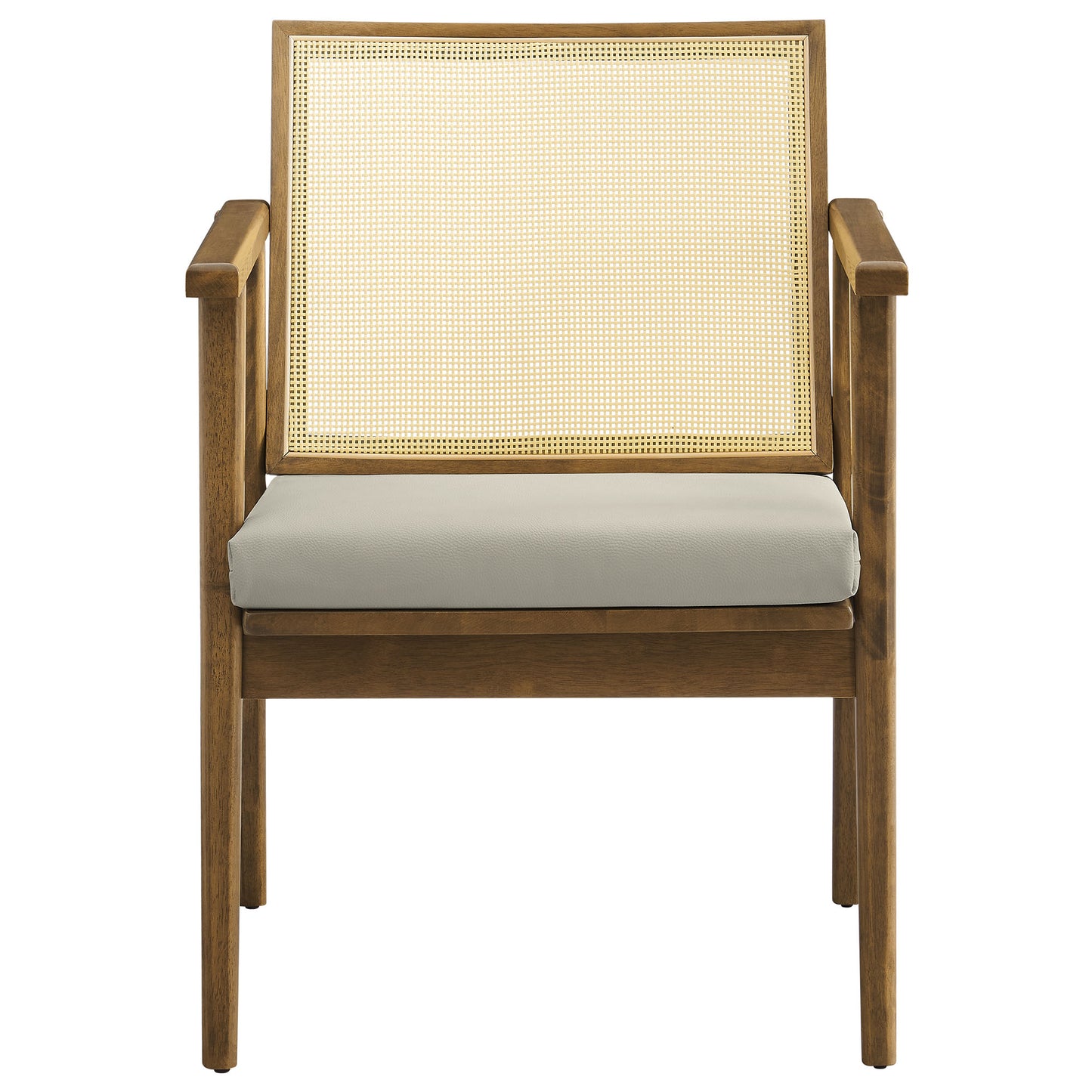 Modway - Thera Vegan Leather and Cane Accent Armchairs Set of 2 by Modway Living Room Sofas and Armchairs Gray - EEI-6921-WEO-STO