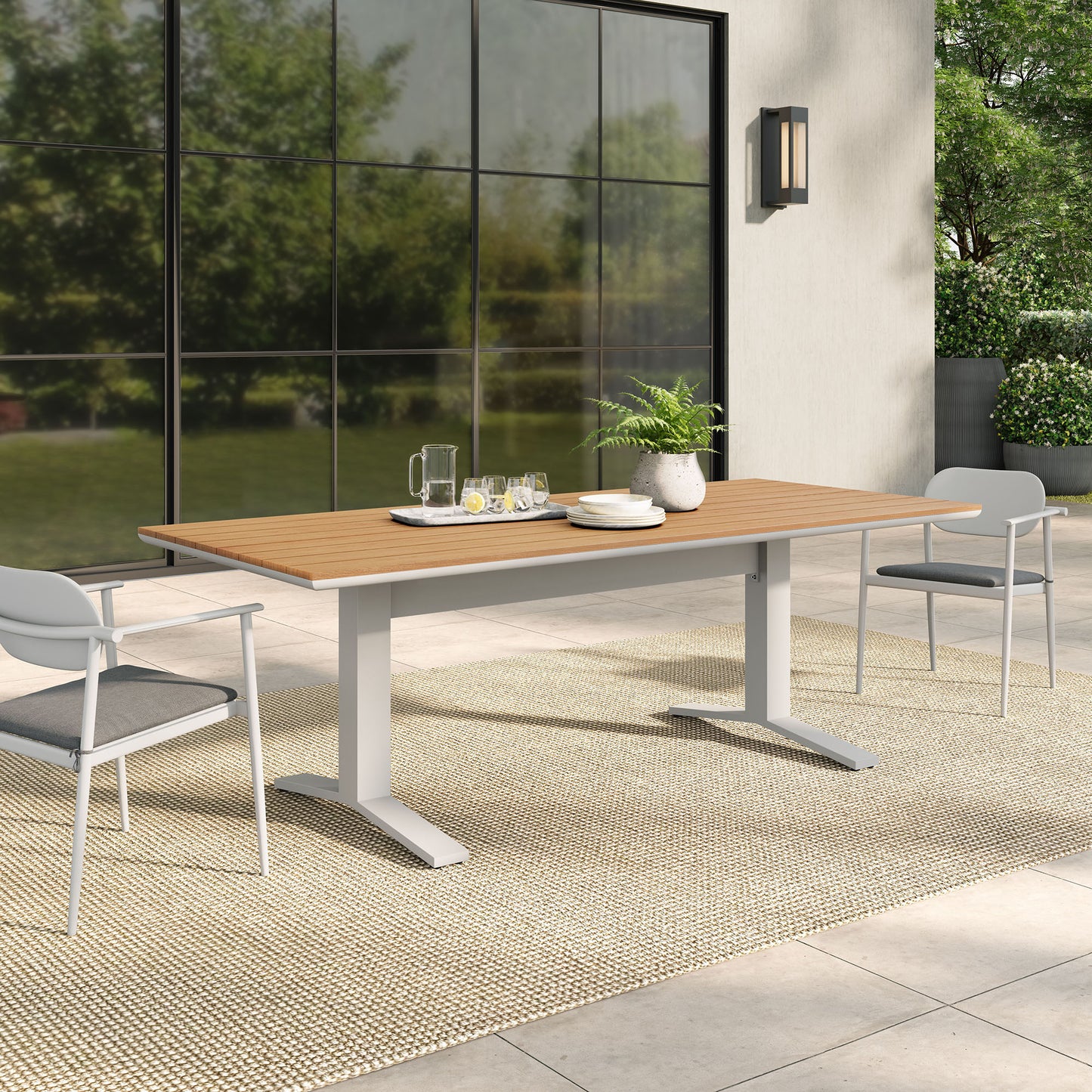Modway - Gavelston 91" Outdoor Patio Aluminum Dining Table by Modway Outdoor Furniture Bar and Dining White - EEI-6948-NAT-WHI