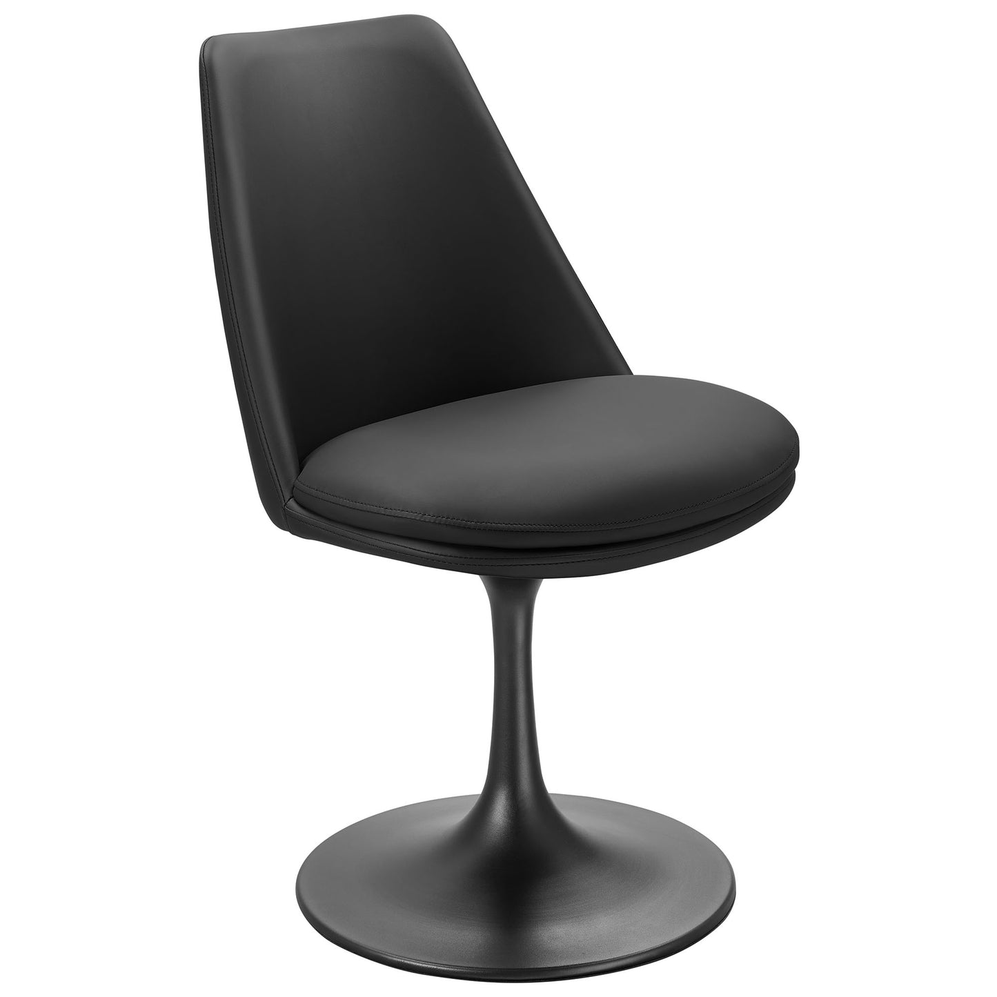 Modway Outlet Lippa Swivel Dining Vegan Leather Side Chair by Modway Bar and Dining Furniture Black Black - EEI-6955-BLK-BLK