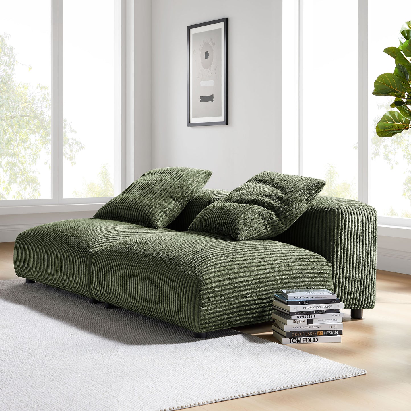 Modway - Solace 2-Piece Modular Corduroy Upholstered Sofa by Modway Living Room Sofas and Armchairs Green - EEI-7036-FRN