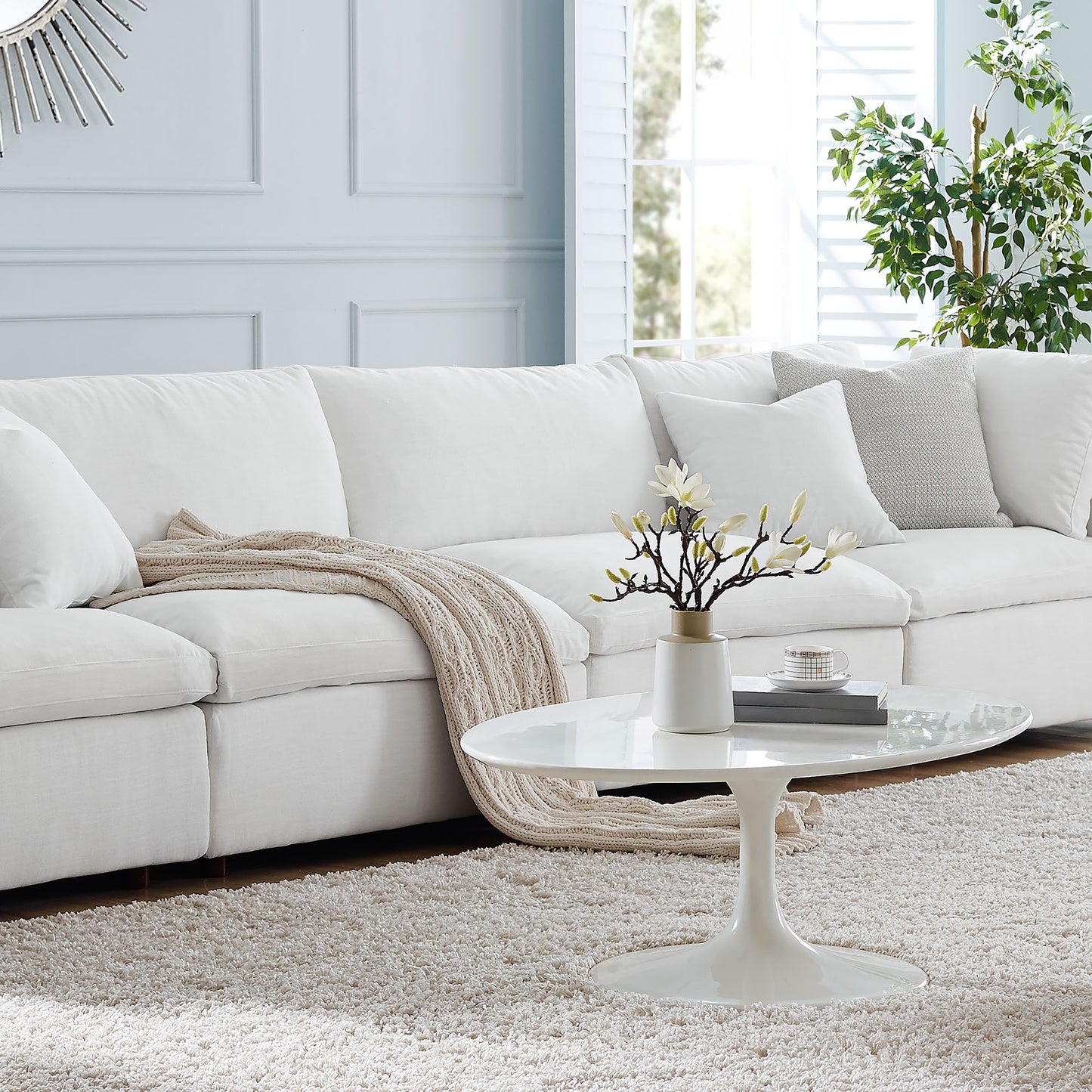 Modway Outlet Commix Down Filled Overstuffed 3-Piece Armless Sectional Sofa by Modway Living Room Furniture White - EEI-7043-WHI