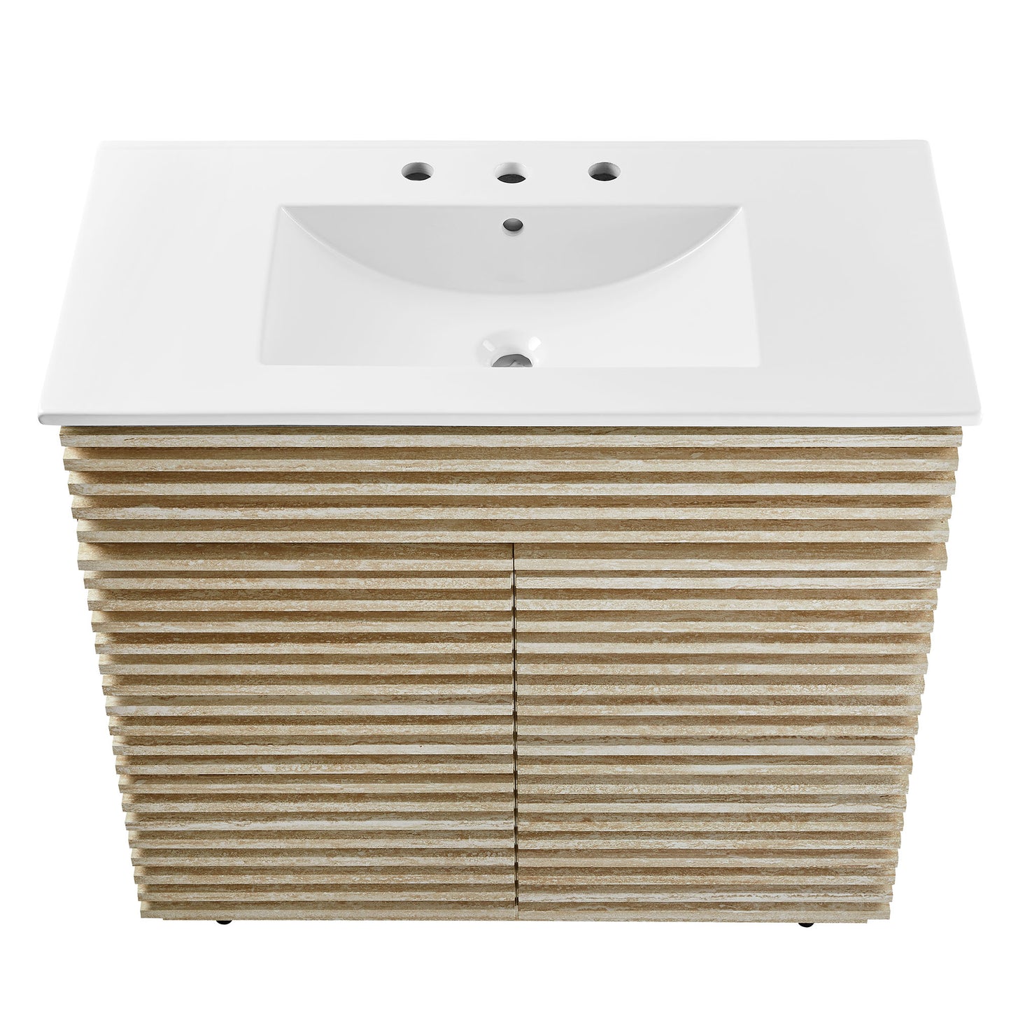 Modway - Render 36" Faux Travertine Bathroom Vanity With Sink by Modway Bathroom Vanities White - EEI-7049-WHI