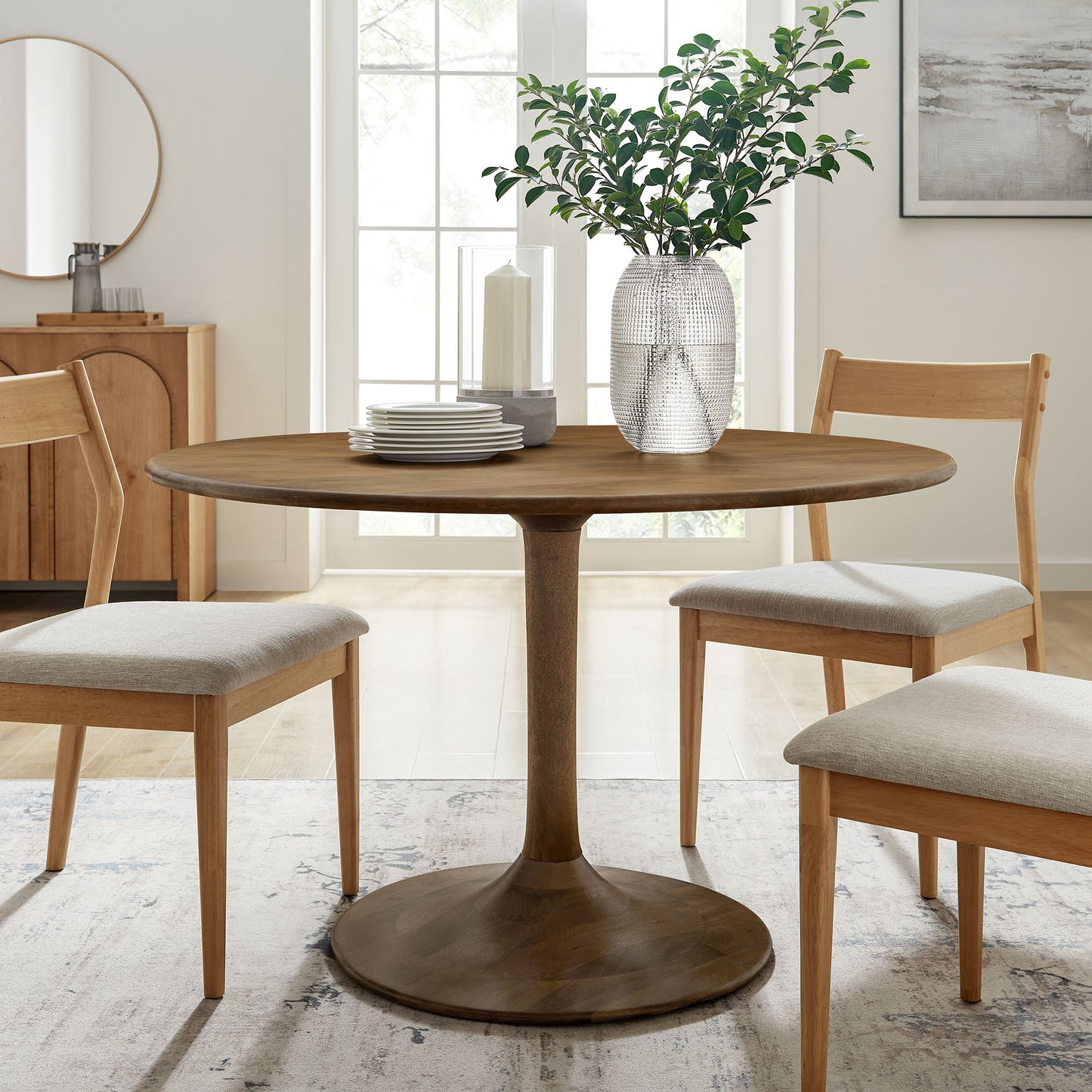 Modway - Lippa 48" Round Solid Wood Dining Table by Modway Bar and Dining Bar and Dining Tables Brown - EEI-7051-NAT