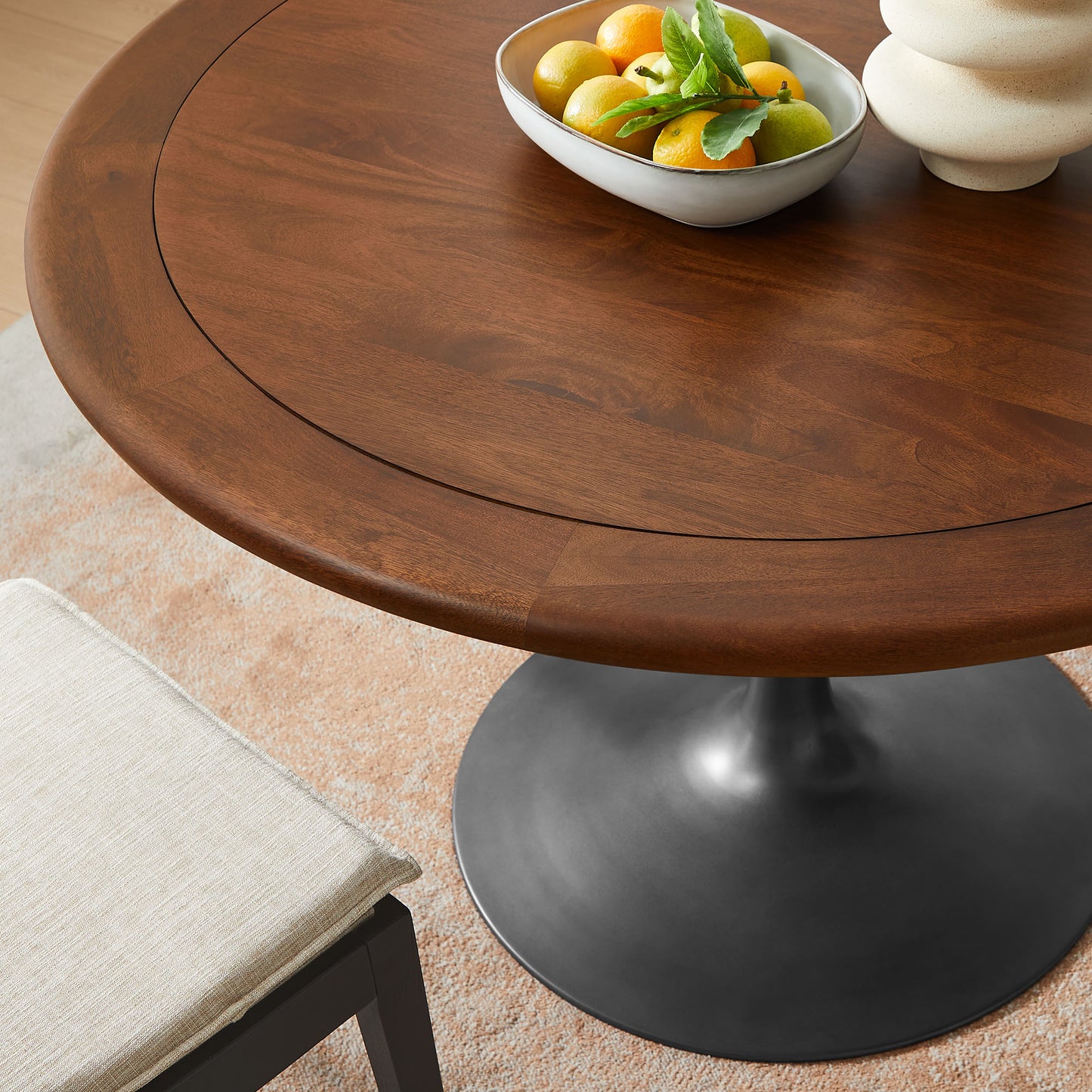Modway - Lippa 48" Round Pedestal Solid Wood Dining Table by Modway Bar and Dining Bar and Dining Tables Black - EEI-7070-BLK-WAL