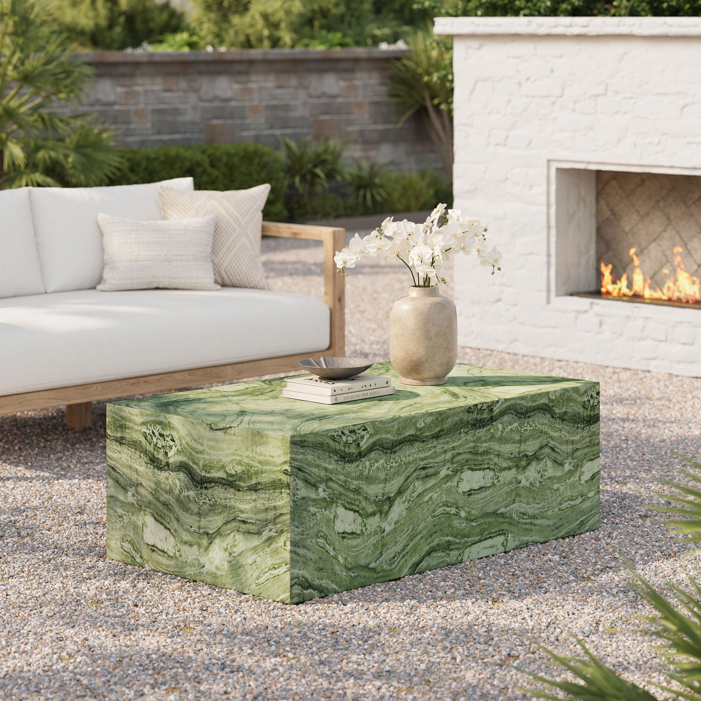 Modway - Jordana Square Plinth Indoor - Outdoor Patio Concrete Coffee Table by Modway Outdoor Furniture Bar and Dining Green - EEI-7095-GRN