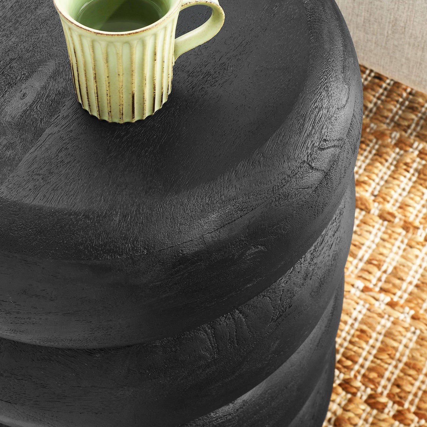 Modway - Ellery Round Stacked Wood Side Table by Modway Living Room Tables Black - EEI-7106-BLK