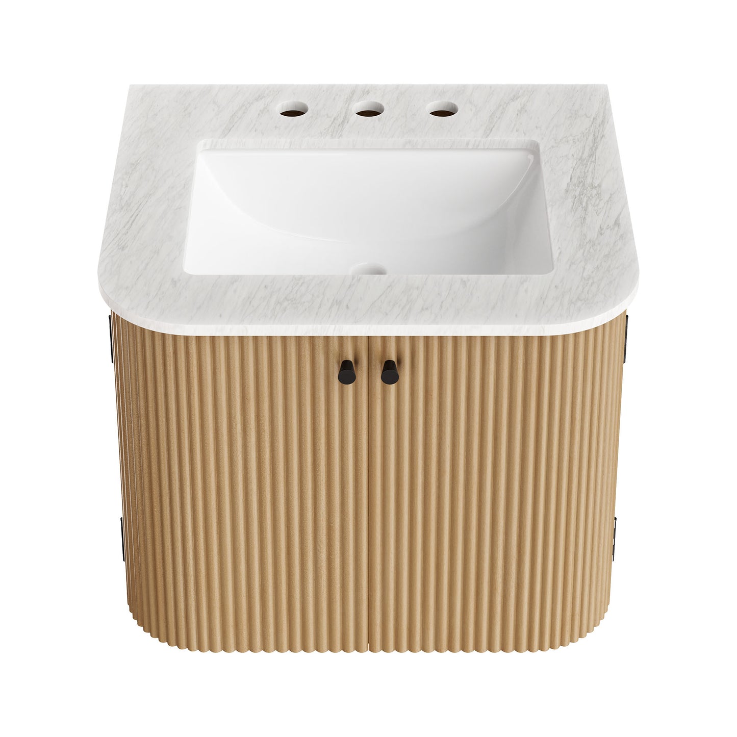 Modway - Zia 24" Wall-Mount Bathroom Vanity with Marble Sink by Modway Bathroom Vanities Brown - EEI-7162-NAT