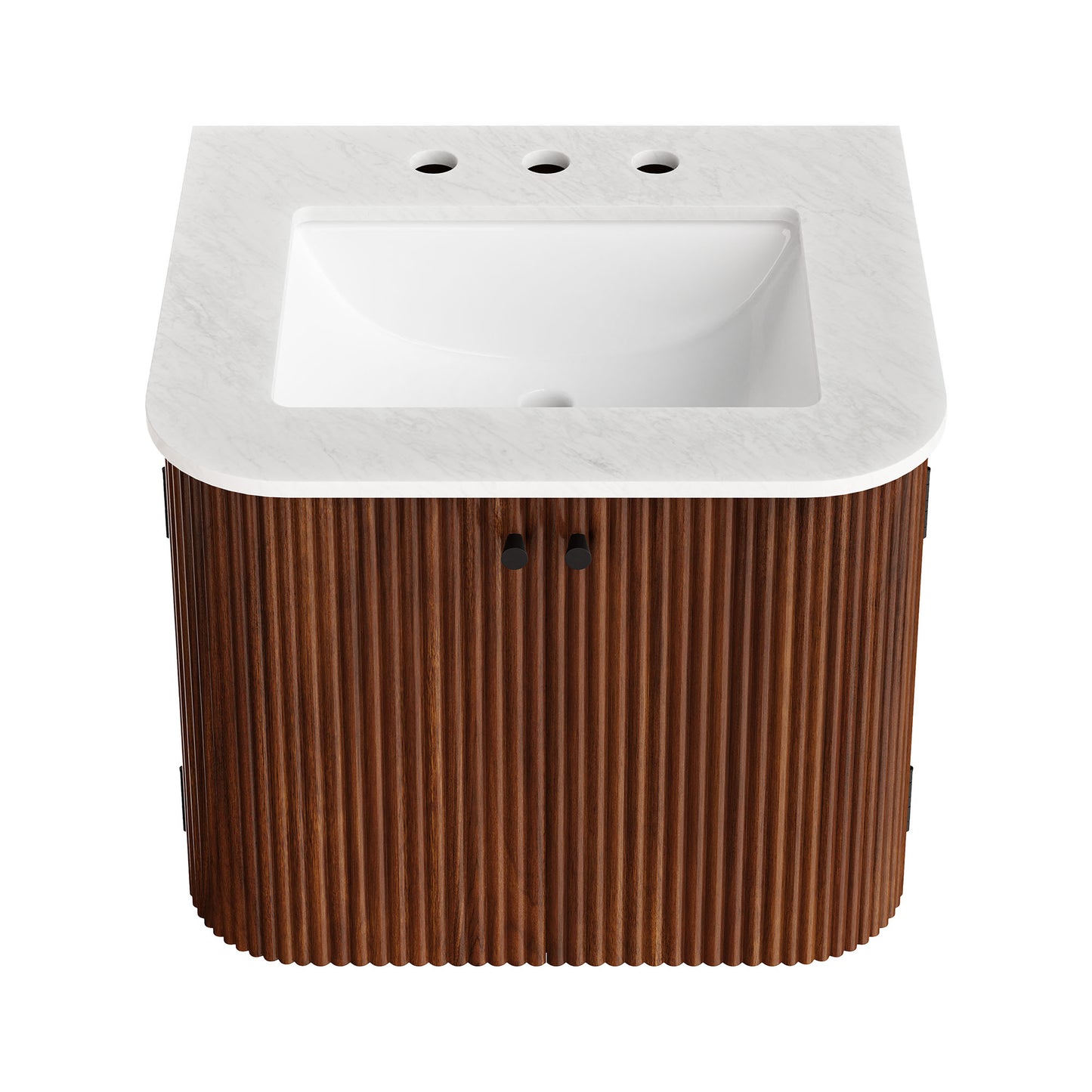 Modway - Zia 24" Wall-Mount Bathroom Vanity with Marble Sink by Modway Bathroom Vanities Brown - EEI-7162-WAL