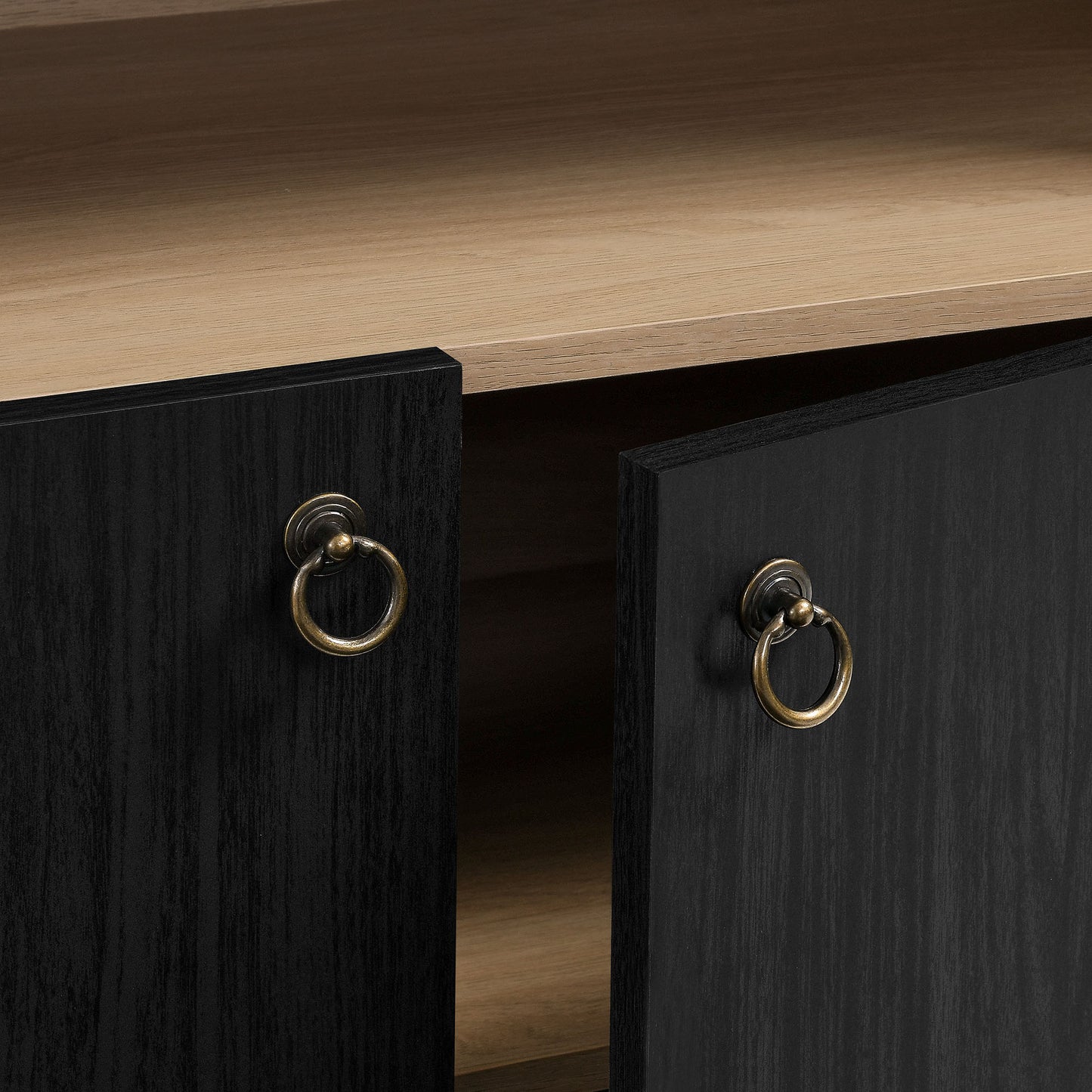 Modway - Nolan 74" Tall Wide Arched Storage Display Cabinet Bookshelf by Modway Living Room Decor Black - EEI-7169-BLK-OAK