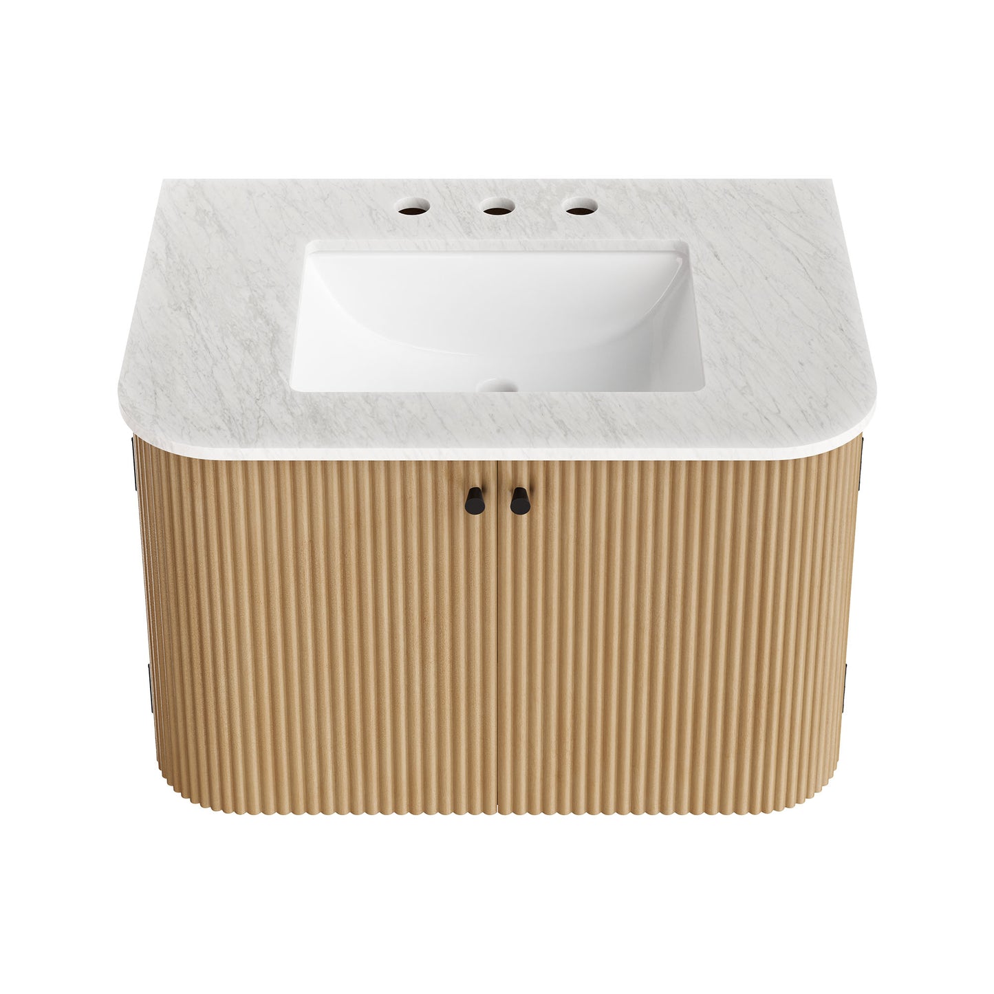 Modway - Zia 30" Wall-Mount Bathroom Vanity with Marble Sink by Modway Bathroom Vanities Brown - EEI-7208-NAT